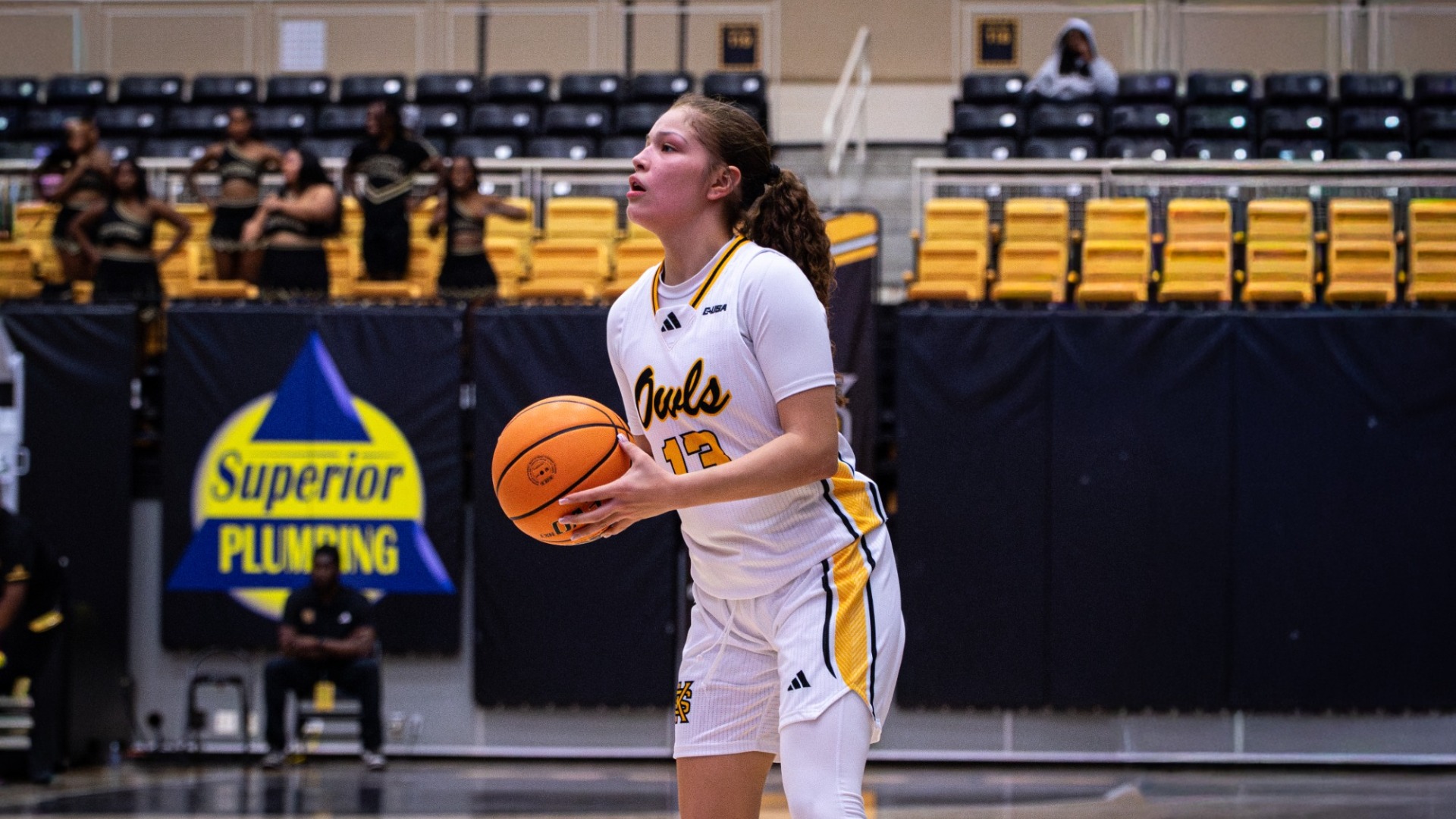 Kennesaw State women's basketball's Shania Nichols attempts a shot in the Owls' 86-41 win over Life on December 29, 2025 at Vystar Arena.