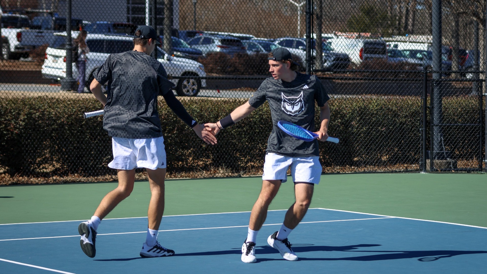 Kennesaw State men's tennis players Nathan Walters and Leon Peranovic.