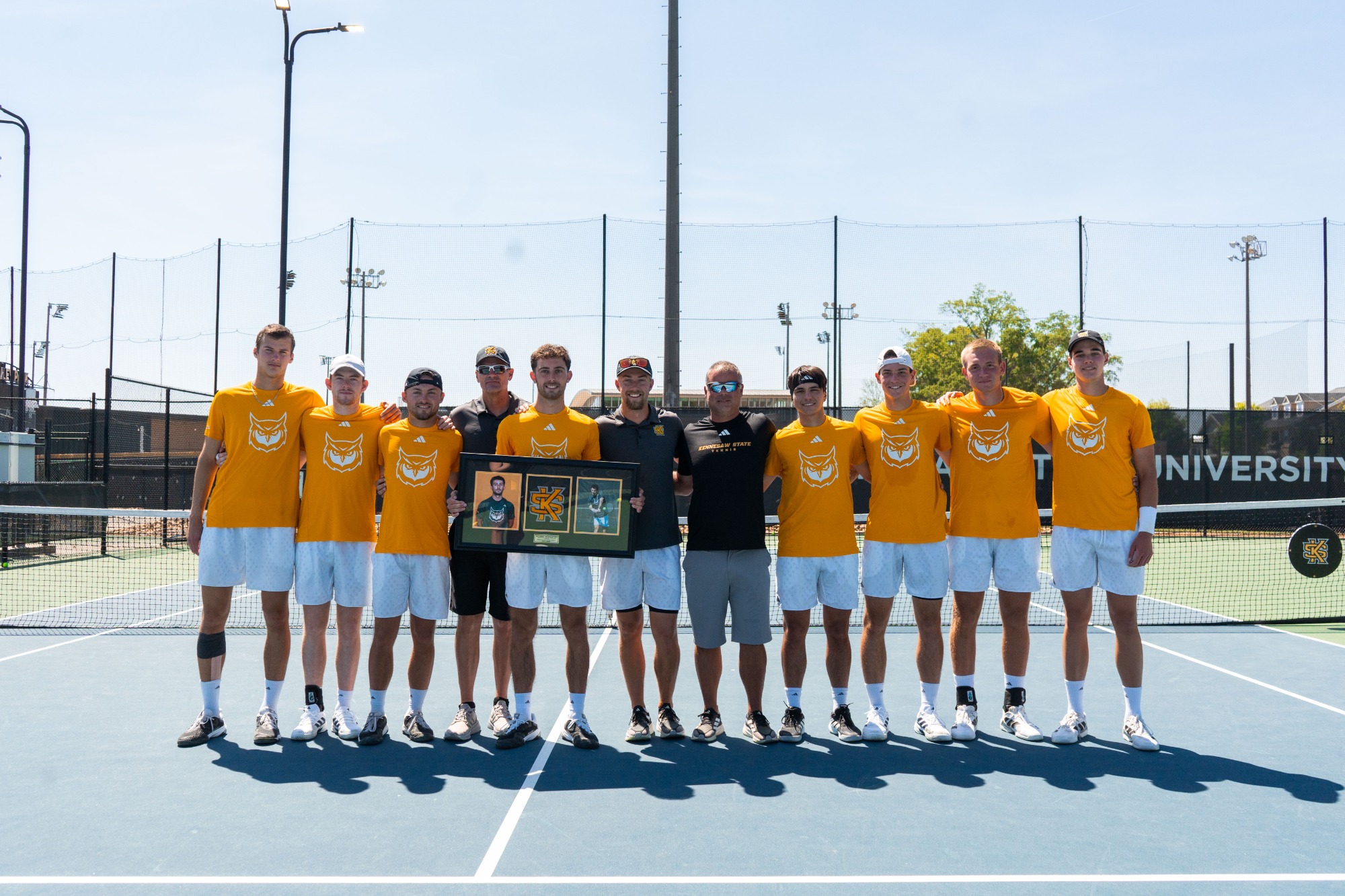 Kennesaw State men's tennis celebrates senior Anthony Weingarten.