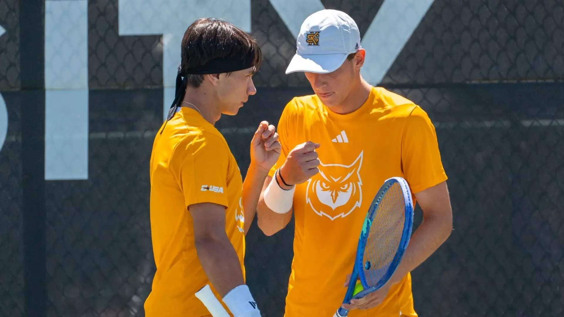 Kennesaw State men's tennis player Xavi Ferrer and Nathan Walters.