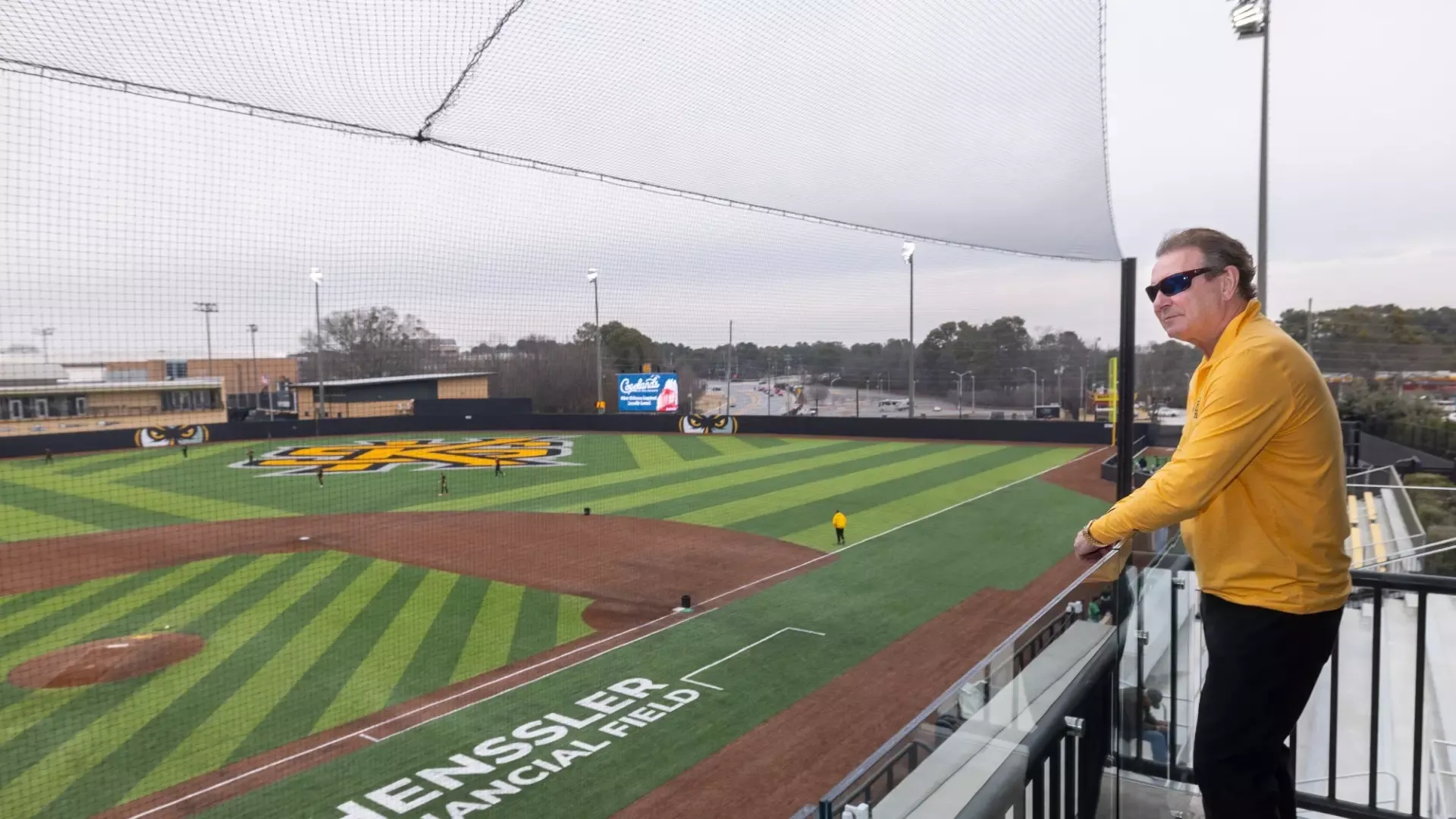 Mickey Dunn overlooks Mickey Dunn Stadium at Henssler Financial Field