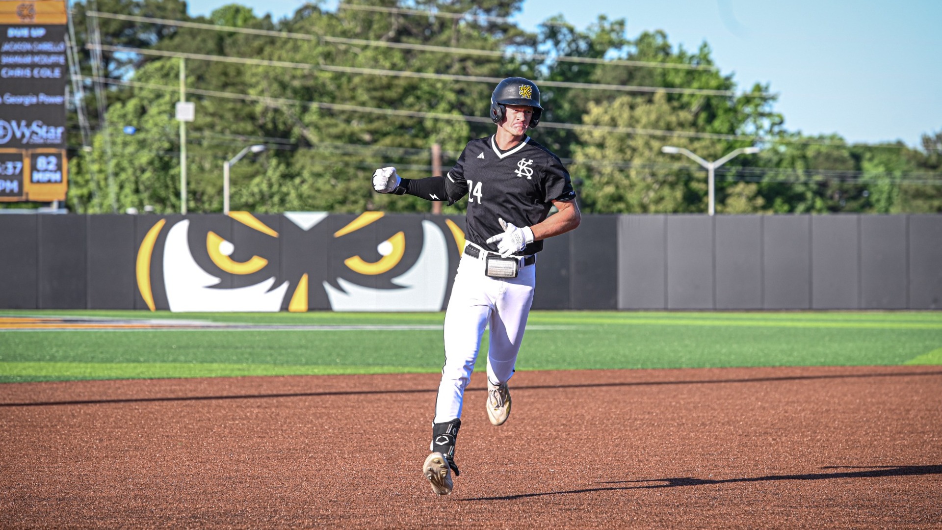 Jackson Chirello celebrating his go-ahead homer