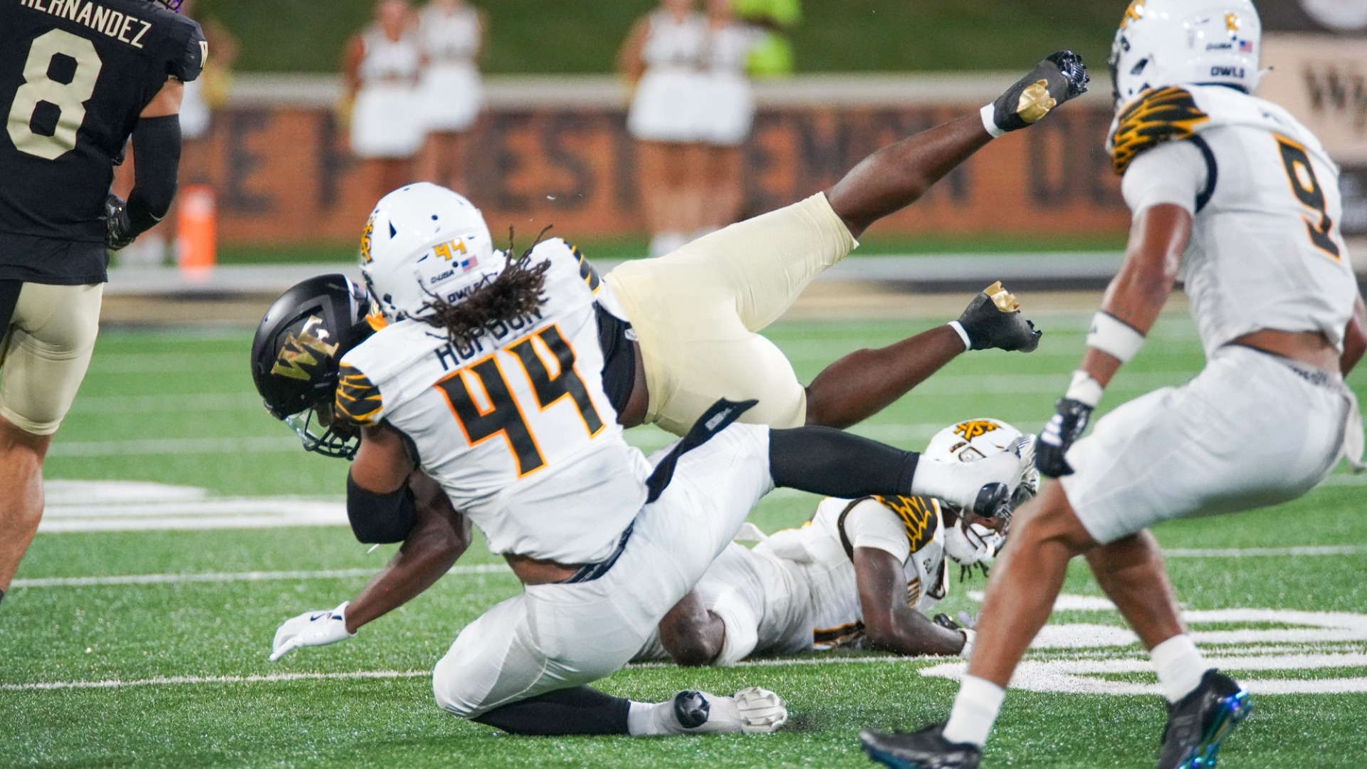 Kennesaw State linebacker Baron Hopson makes a tackle at Wake Forest.