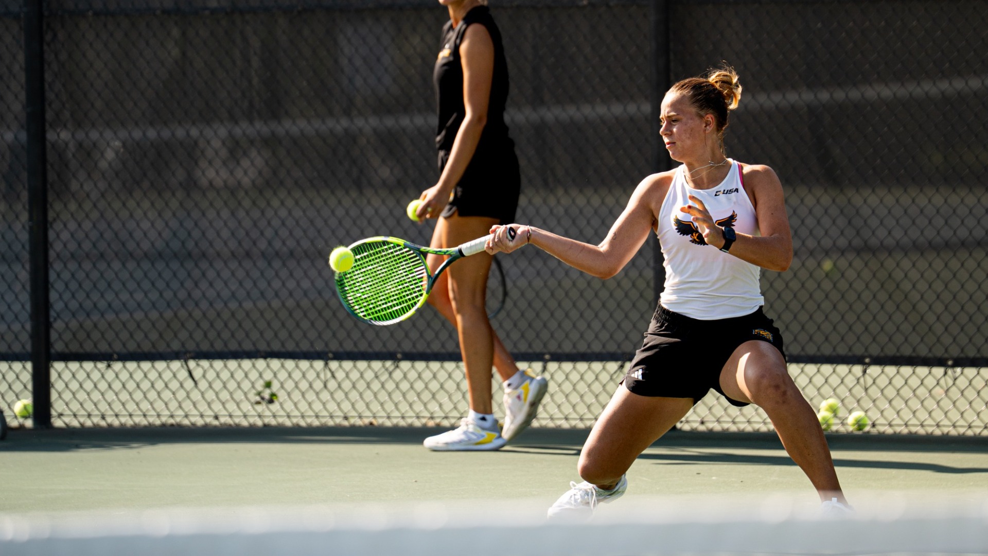 Kennesaw State women's tennis player Lucie Nouzova practices