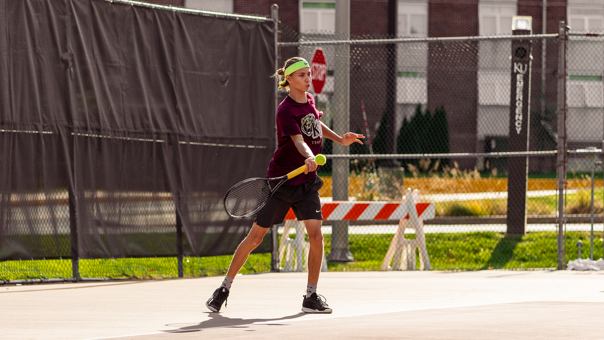 Nikita Safanov returning a ball vs. Jefferson, 10/8/24