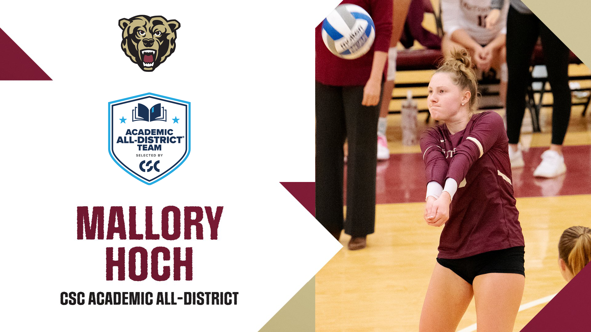 Mallory Hoch 2024 CSC Academic All-District Women's Volleyball Graphic