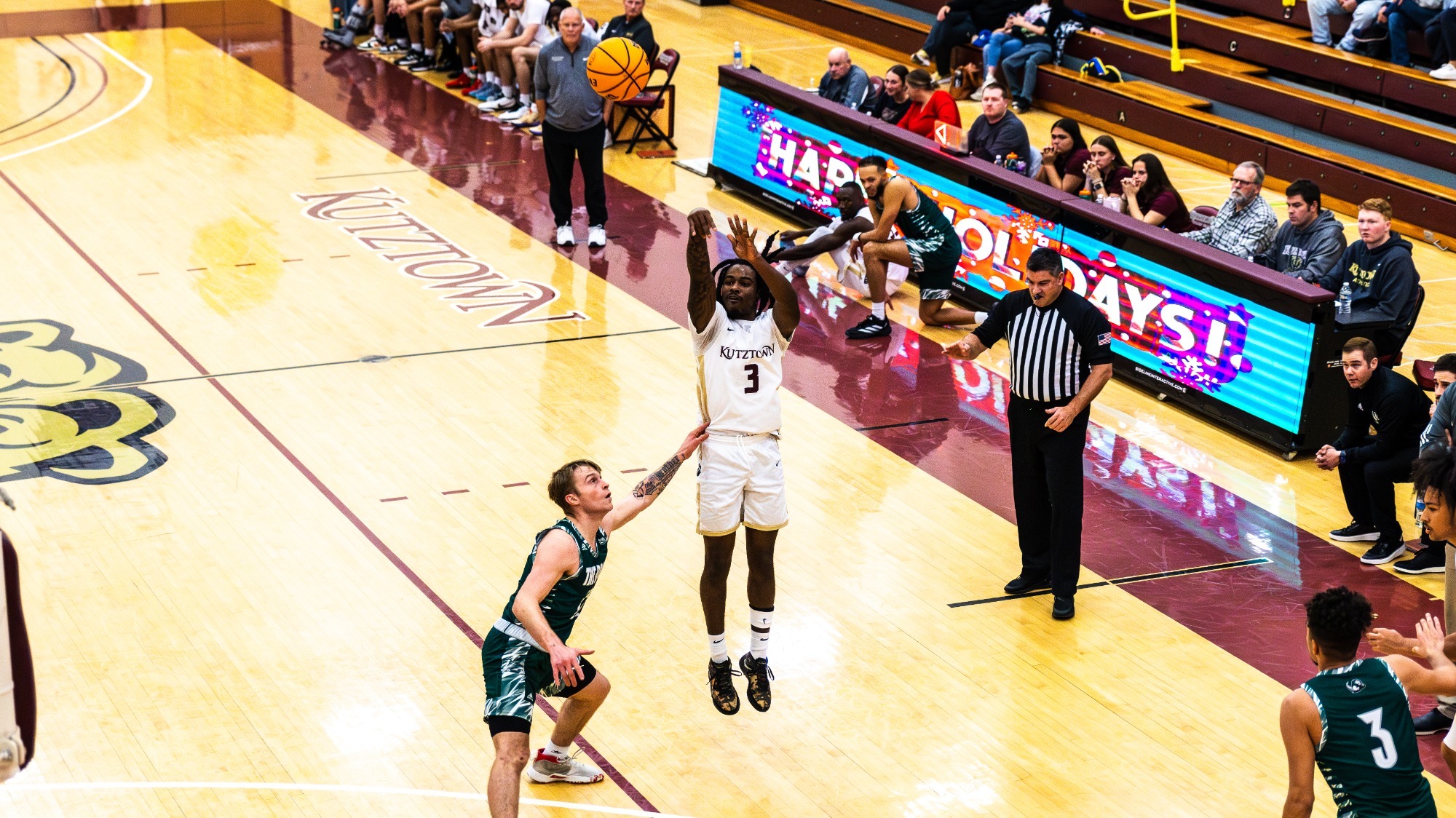 Brent Ricketts Jr., taking a three-pointer vs. Slippery Rock, 12/6/24