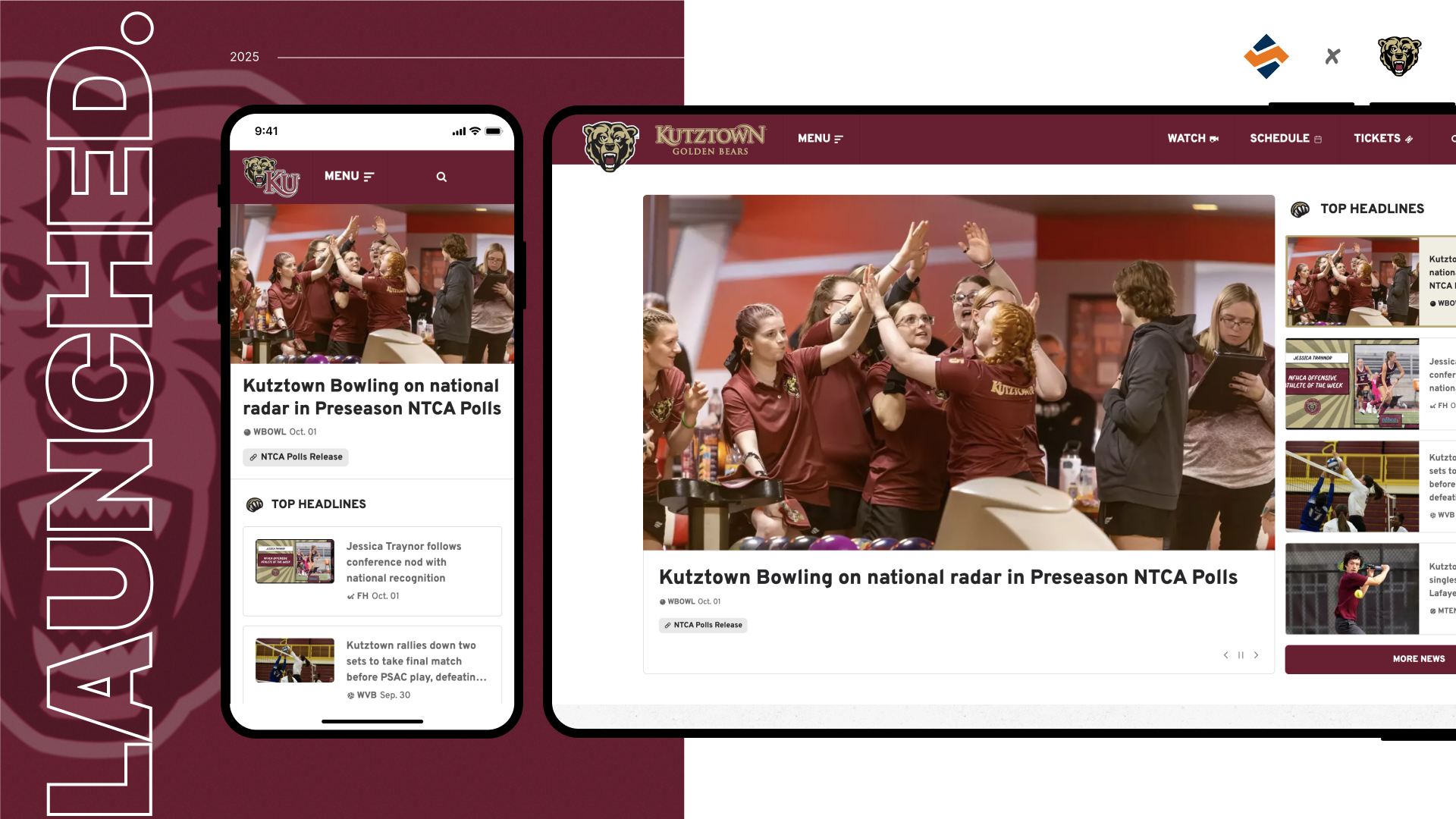 Kutztown SIDEARM Website Redesign Launch Graphic 10/1/25