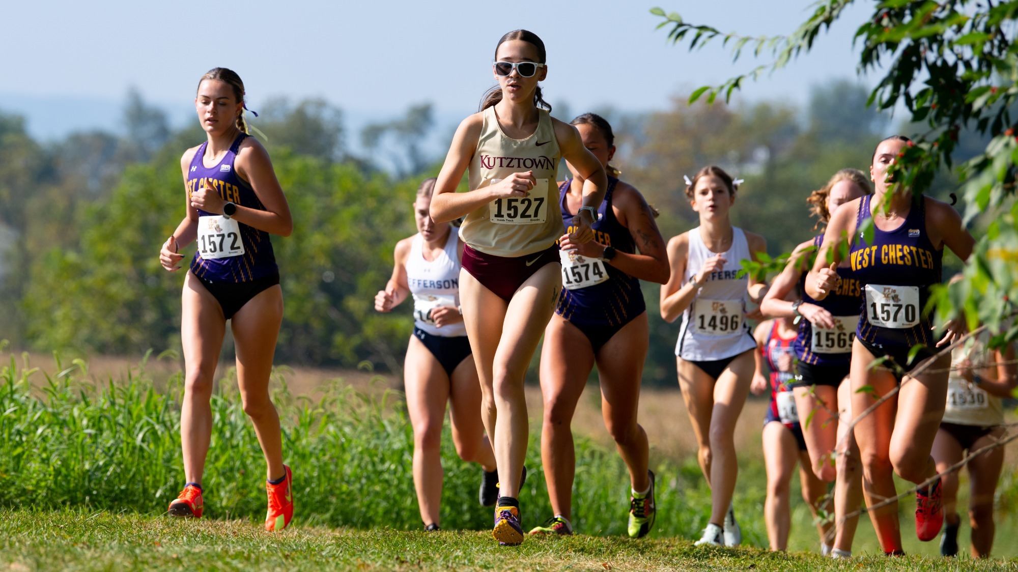 Maya McDonnell of the Kutztown University women's cross country team competes in the DII/DIII Challenge on Kutztown's North Campus Farm Loop, Sept. 13, 2025.