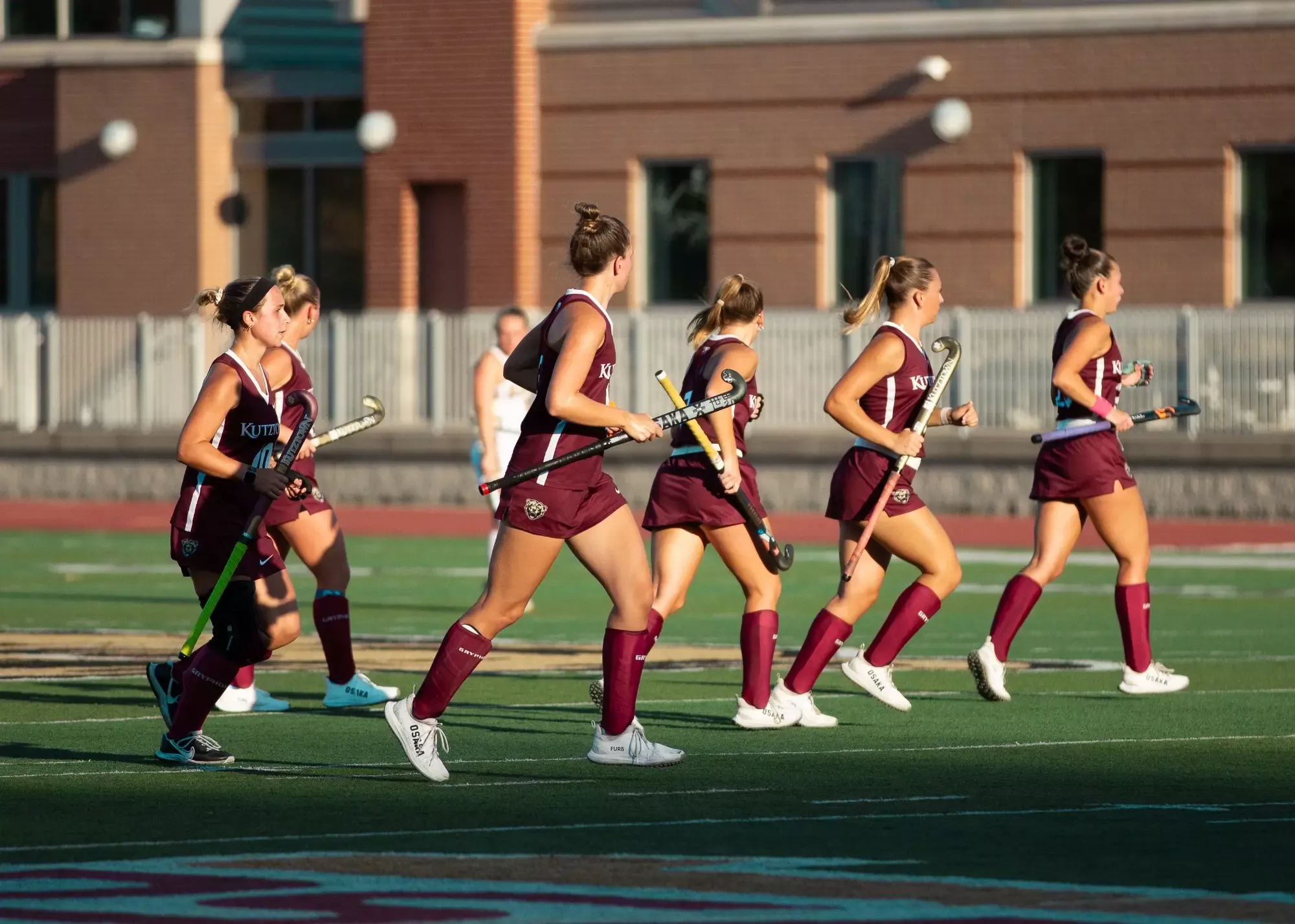 Kutztown resetting after a play vs. Bloomsburg 10-4-25