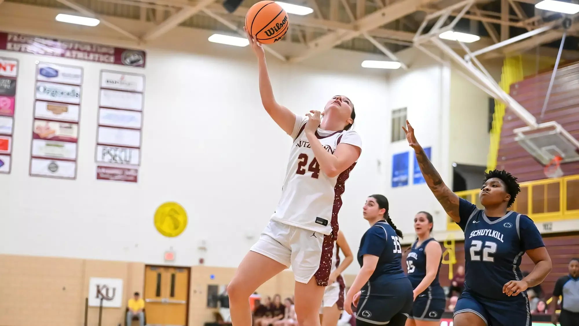 Madison Siggins attempts a layup in Kutztown's win over Penn State Schuylkill 11-19-25