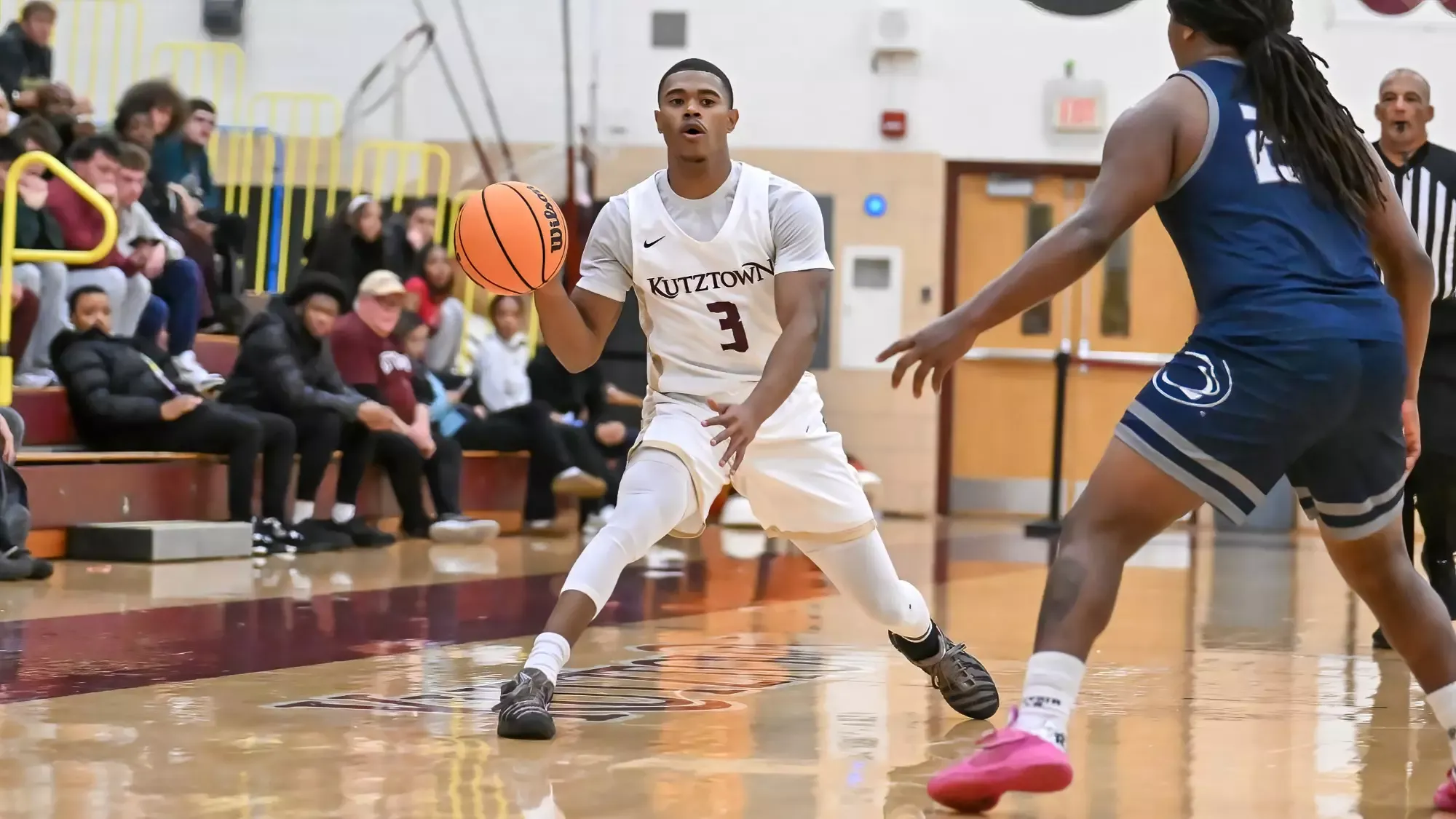 Omari Banks looking to pass the ball in Kutztown's win over Penn State Schuylkill 11-19-25