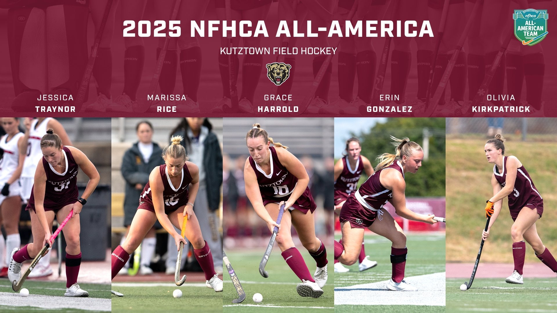 KUFH Jessica Traynor, Marissa Rice, and Grace Harrold earn NFHCA 2025 All-America