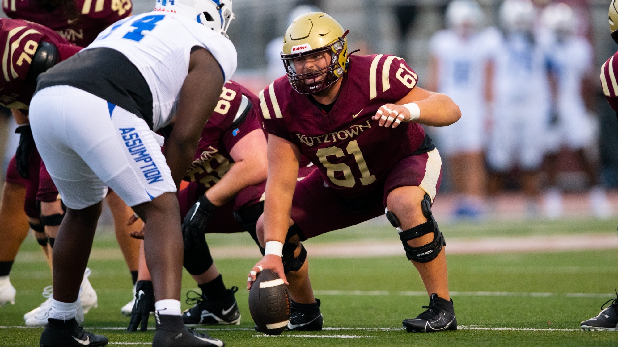 CJ Conti getting ready to snap the ball vs. Assumption, 11/29/25