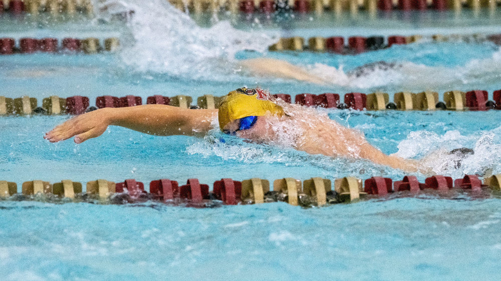 Matheson Bair of the Kutztown University men's swim team won the 100-yard freestyle during a dual meet with Montclair State on Saturday, Oct. 26, 2024.