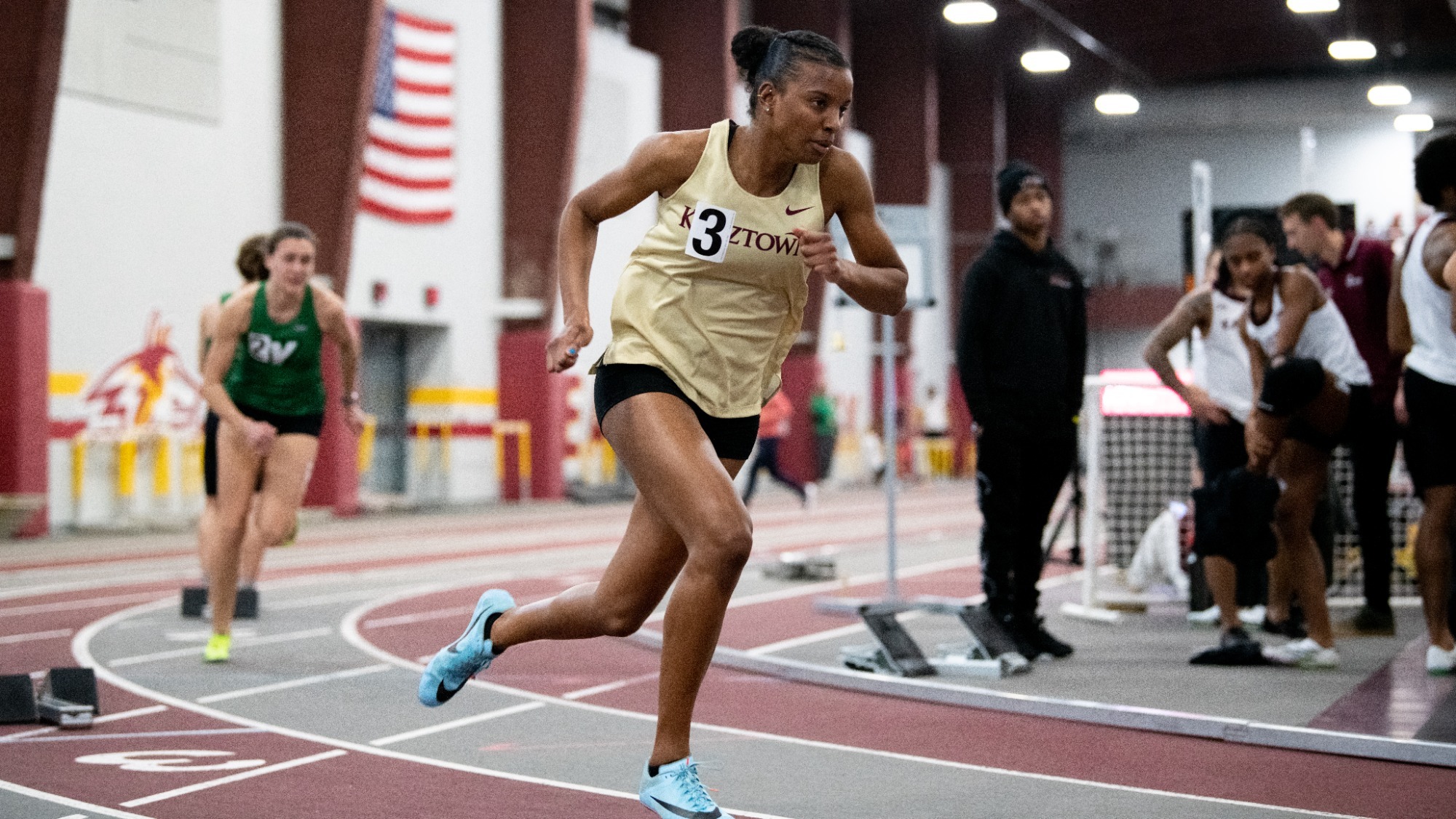 Kiana Young running the 400m at Alvernia Winter Invitational, 1/18/25