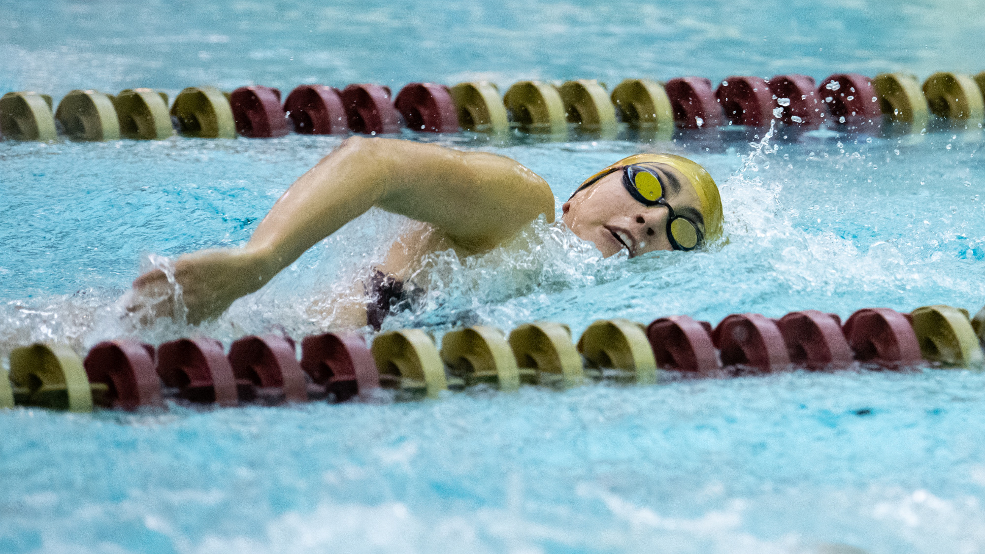 Kutztown's Ana Soto competes in the 100-yard freestyle during a PSAC dual meet against Millersville on Saturday, Nov. 9, 2024.