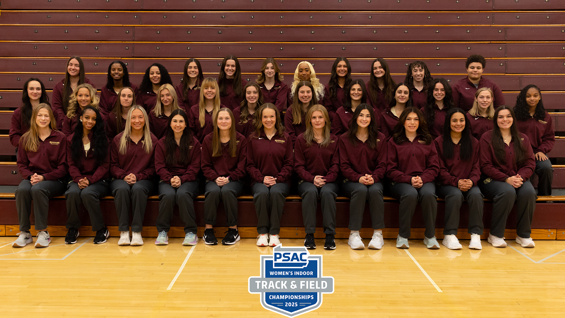 Kutztown University women's track & field team photo for 2024-25 PSAC Indoor Championship preview