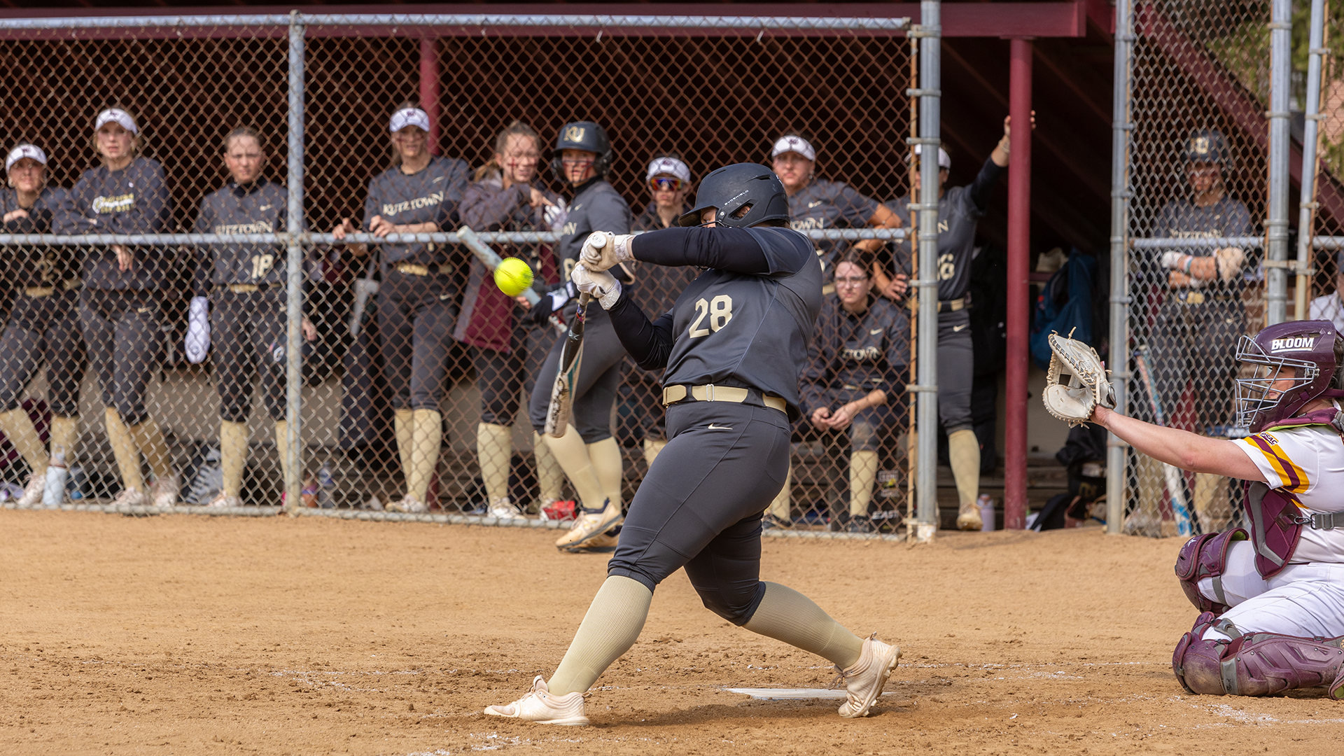 Samantha Paetow swinging at a pitch vs. Bloomsburg, 3/28/25