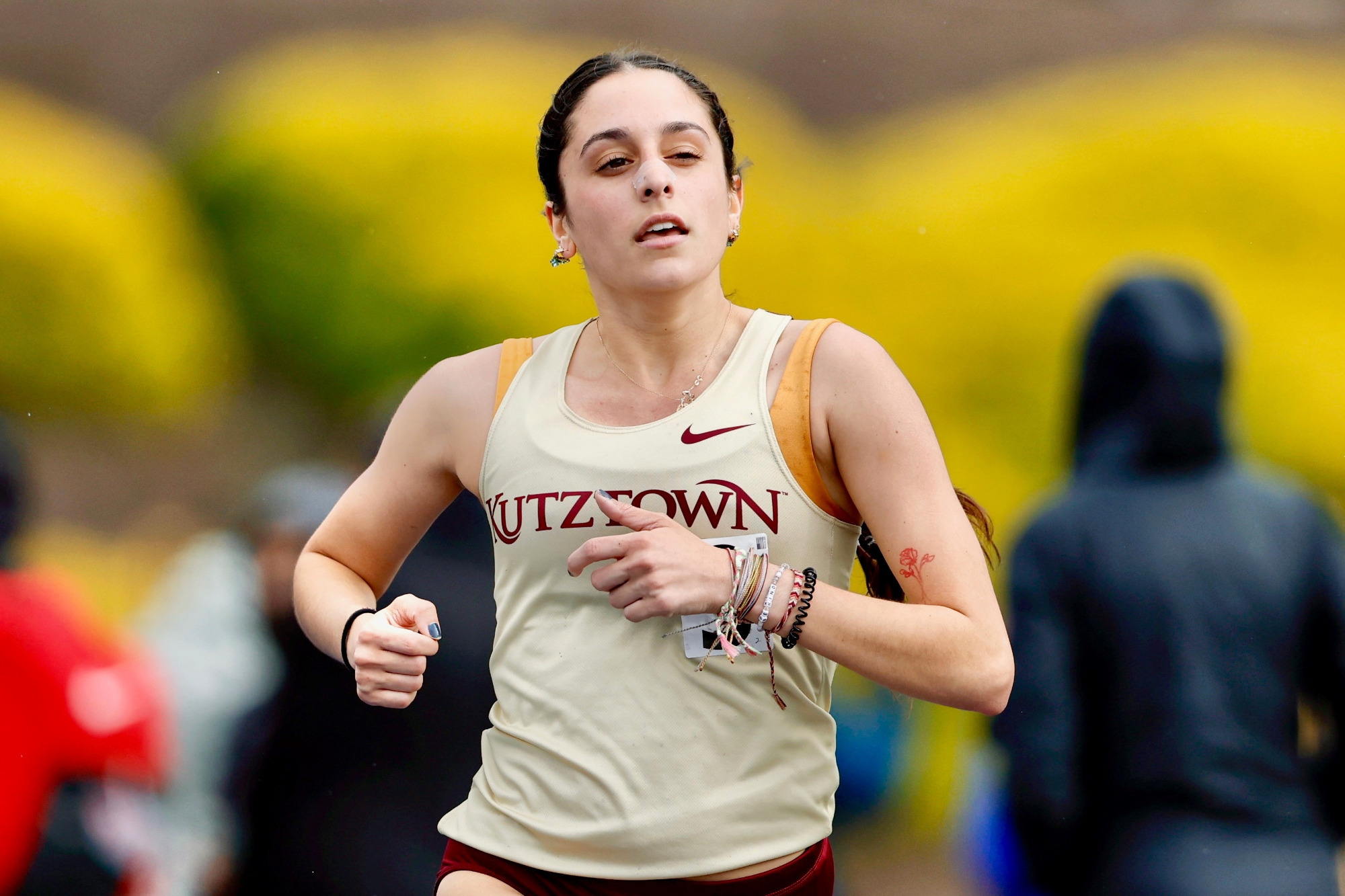 Jaelyn D'Amelio of the Kutztown University women's track & field team runs to a second-place finish in the 5000 meters at the Bucknell Bison Outdoor Classic on Saturday, April 12, 2025.