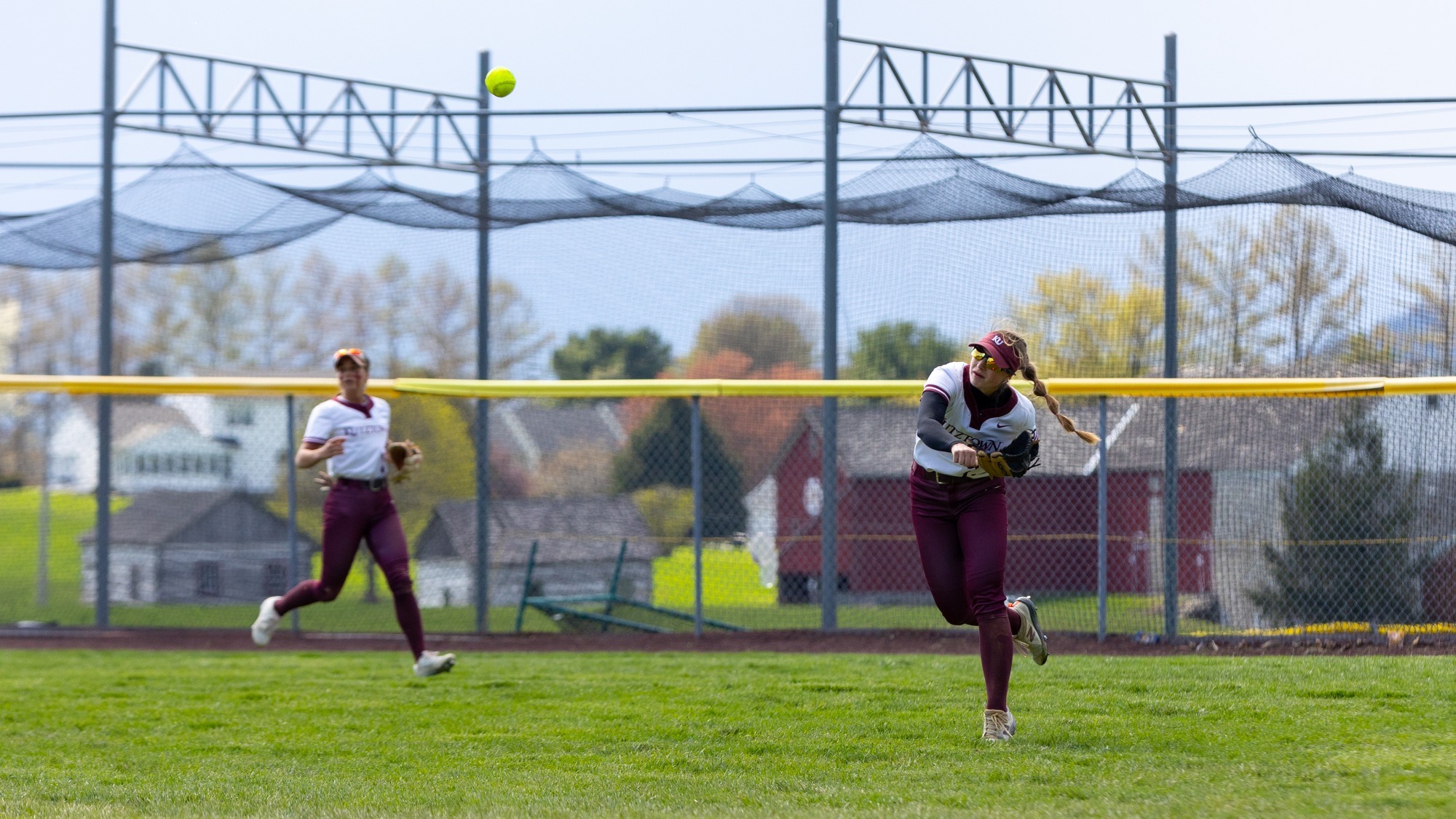 Jenna Piatkiewicz throwing the ball in from the outfield vs. West Chester, 4/15/25