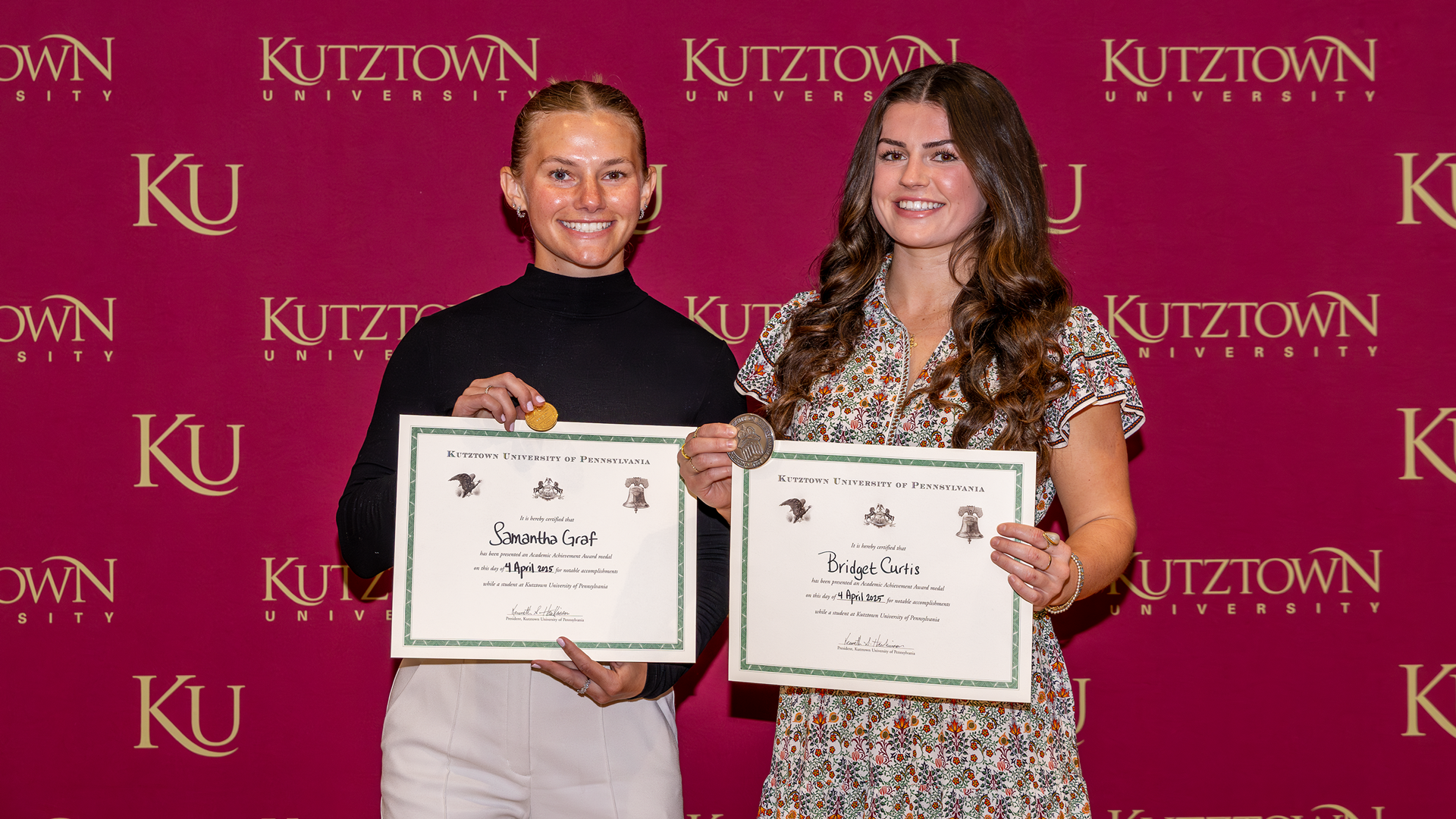 Sam Graf and Bridget Curtis receiving Chambliss awards 4/4/25
