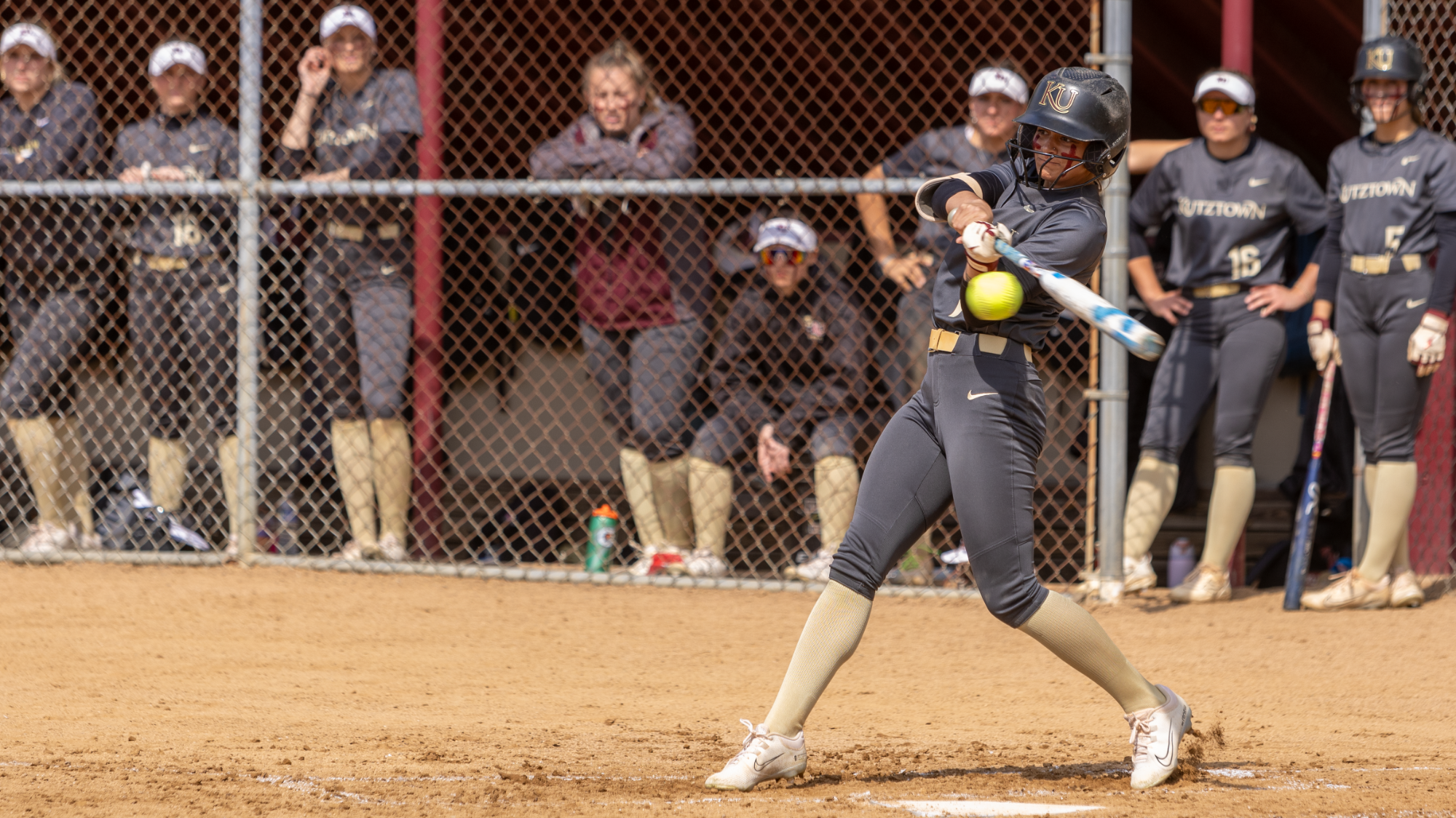 Brianna Stocklin swinging at a pitch vs. Bloomsburg, 3/28/25