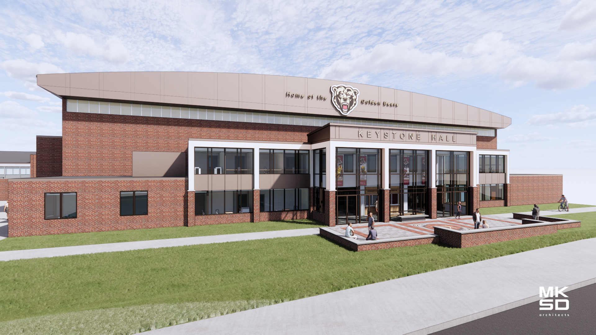 Rendering of Keystone Hall's main entrance exterior