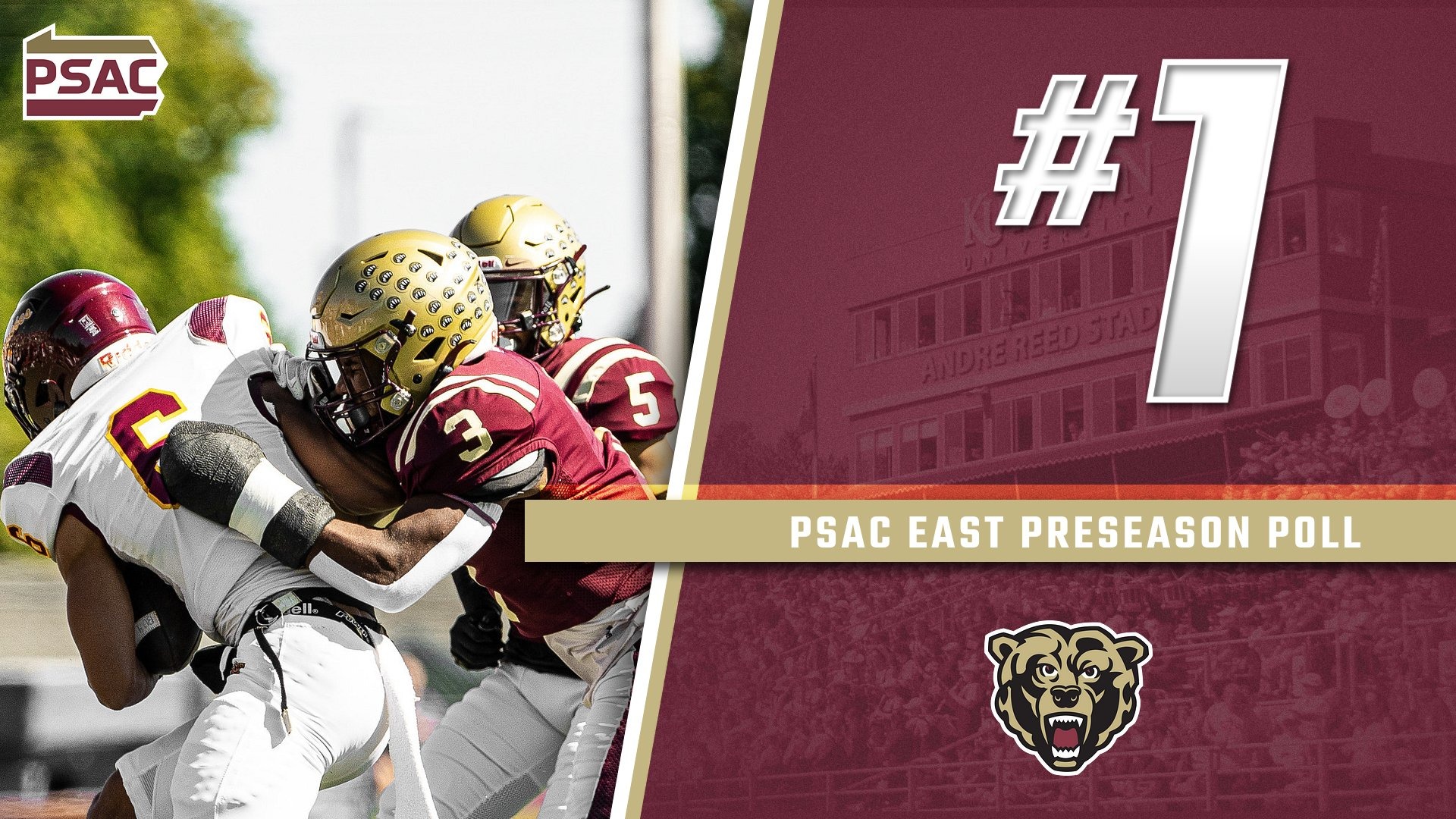 Kutztown Begins 2025 Campaign Ranked Seventh Nationally Kutztown Kutztown Football 2025 PSAC East Preseason Poll Graphic