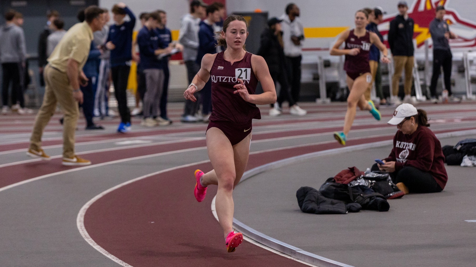 Lizzie Brown of the Kutztown University women's track & field team competes in the 5,000-meter run at the Alvernia Winter Invitational on Saturday, Jan. 17, 2026. Brown won the event in a time of 19:04.51.