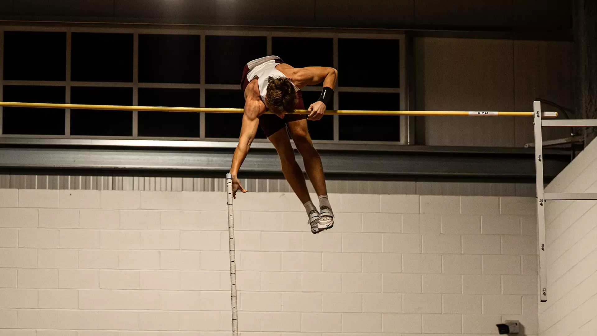 Andrew Szeplaki of the Kutztown University men's track & field team sets the program and PSAC record by clearing 5.30m in the pole vault during the Alvernia Winter Invitational on Saturday, Jan. 17, 2026.