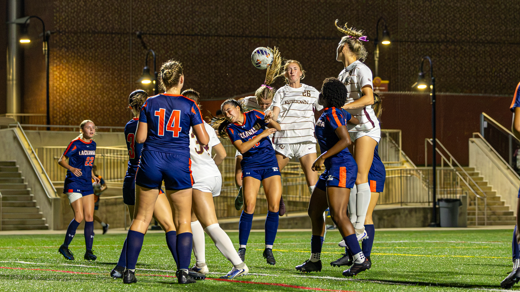 Allison Moss getting her head on the ball vs. Lackawanna, 10/14/2026