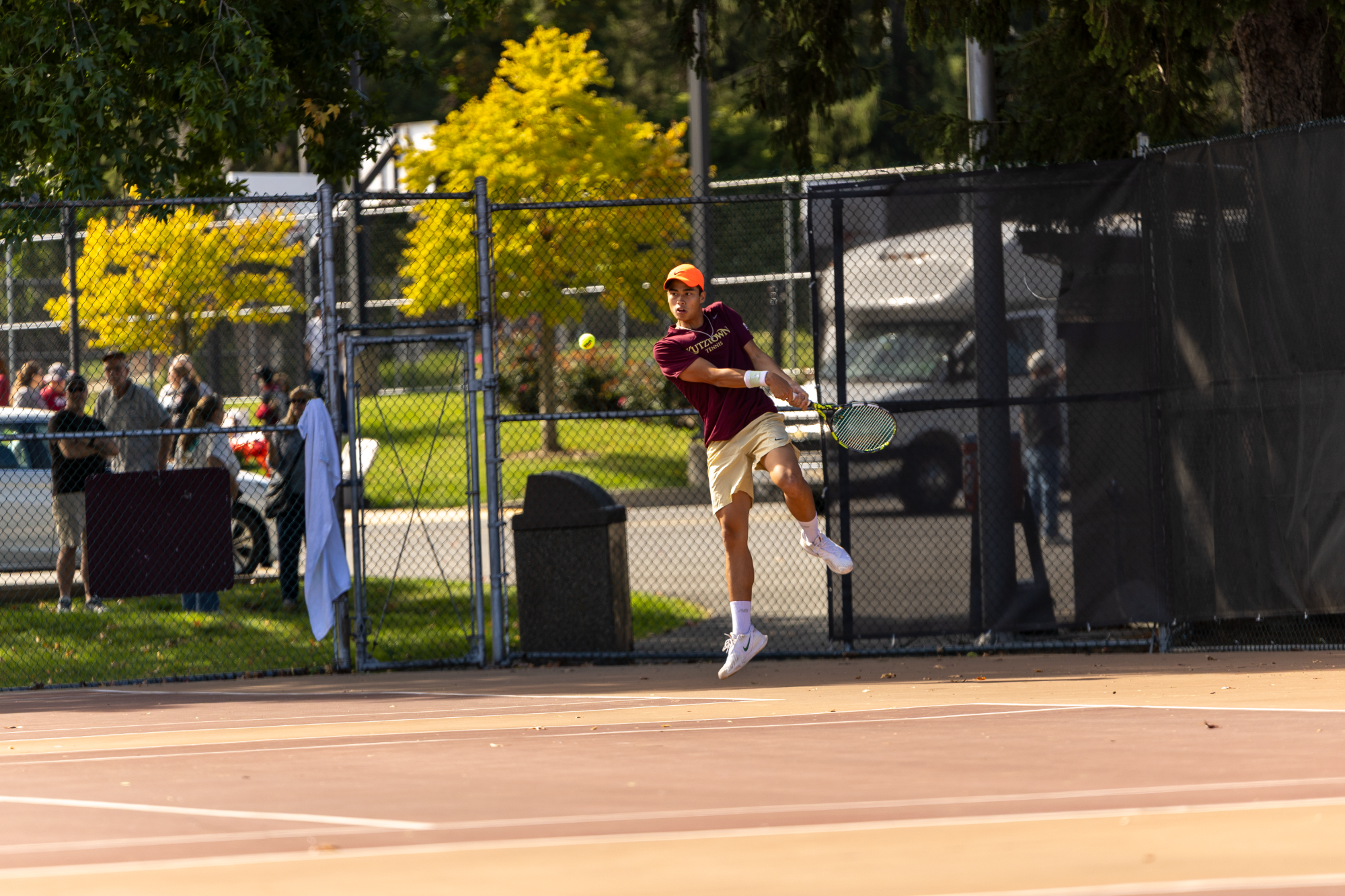 Dang Nguyen attempting a back hand vs. Davis & Elkins, 10/3/26