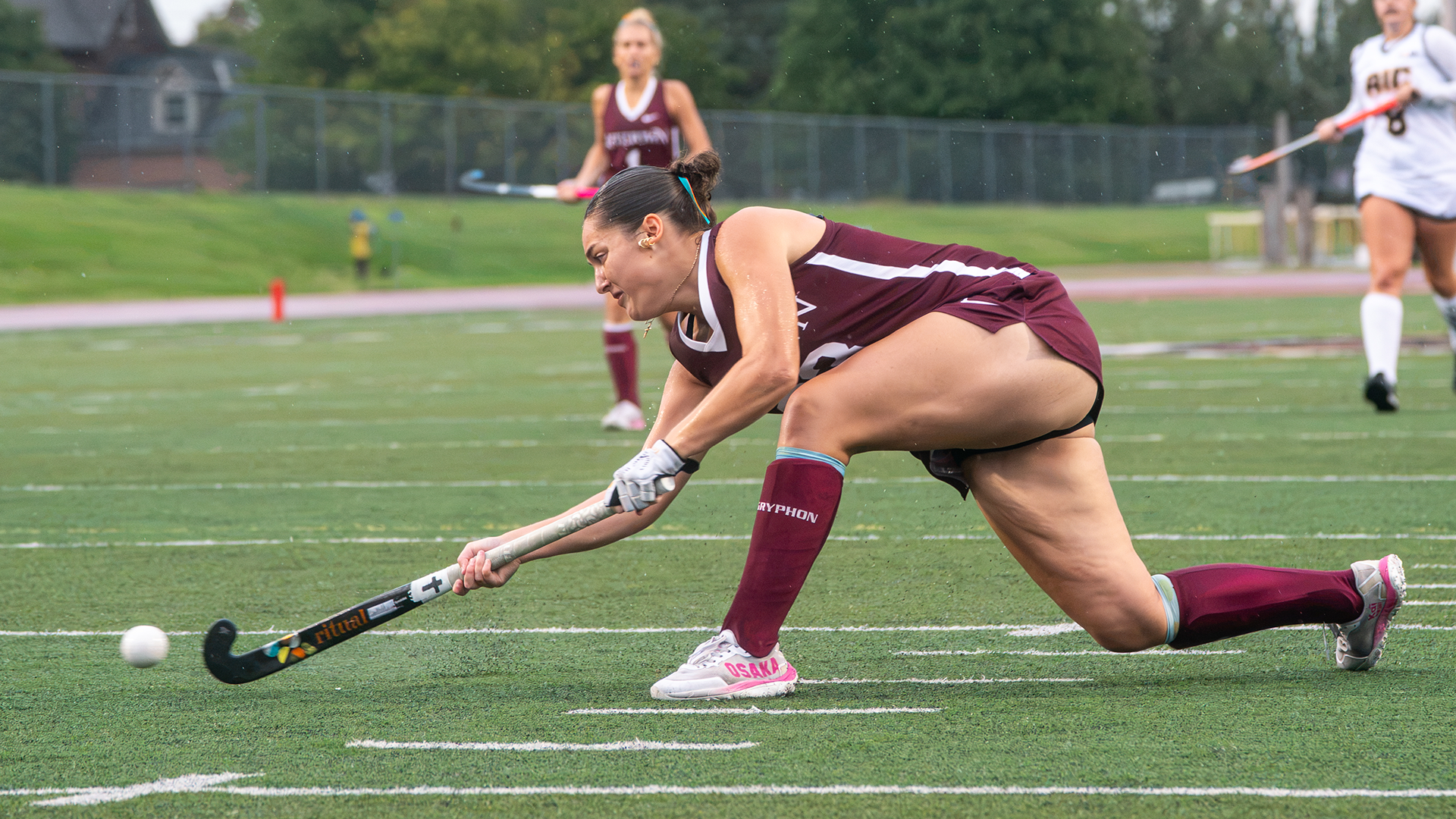 Rachel Galasso taking a shot vs. AIC, 9/26/26