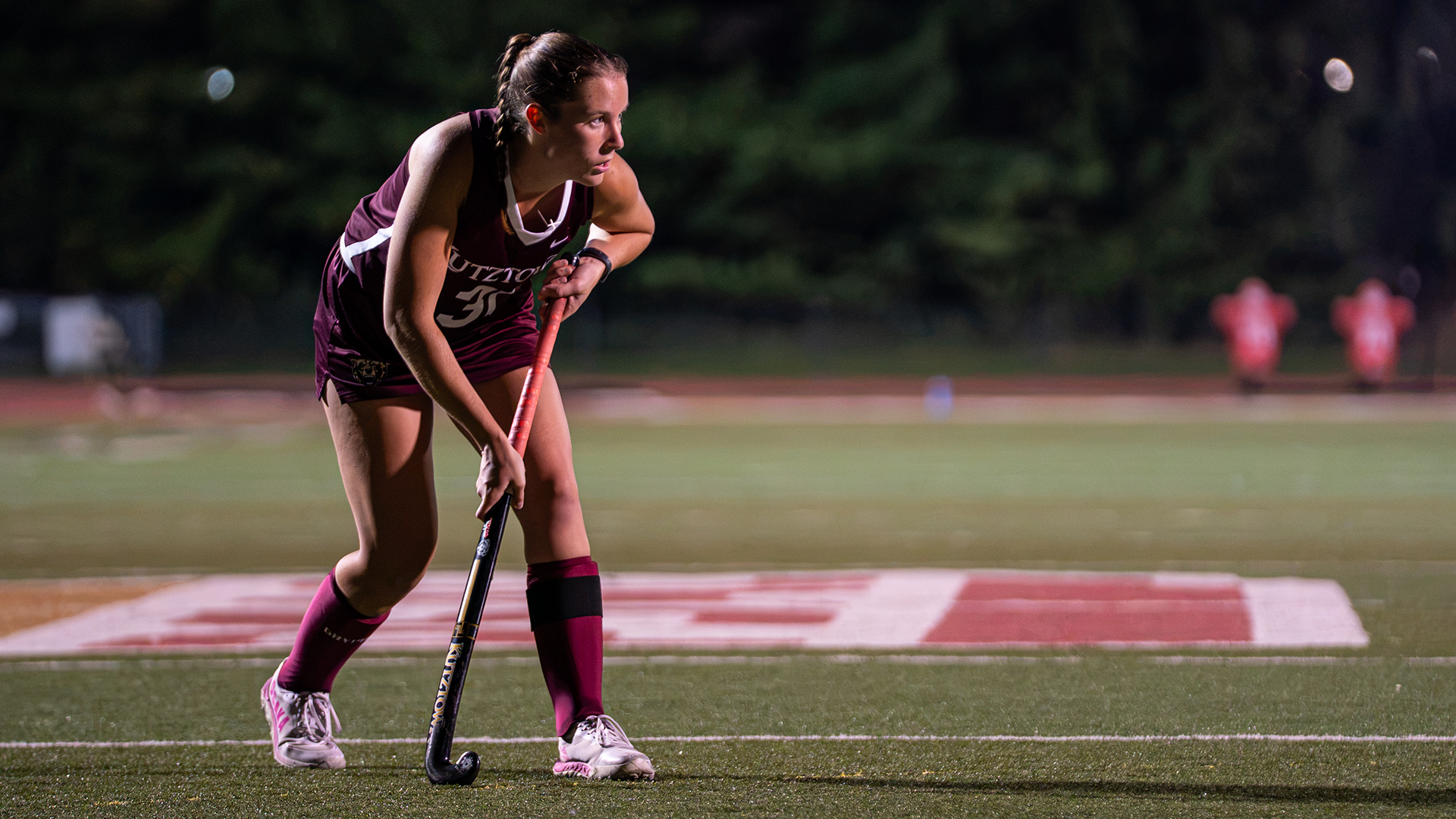 Jessica Traynor of Kutztown field hockey waits for the ball on a corner insert vs East Stroudsburg 10/28/26