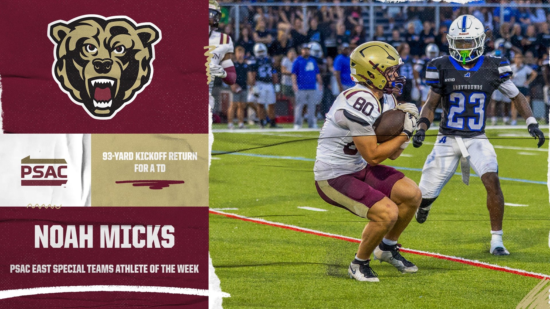 Noah Micks PSAC East Special Teams Athlete of the Week graphic, 10/5/26