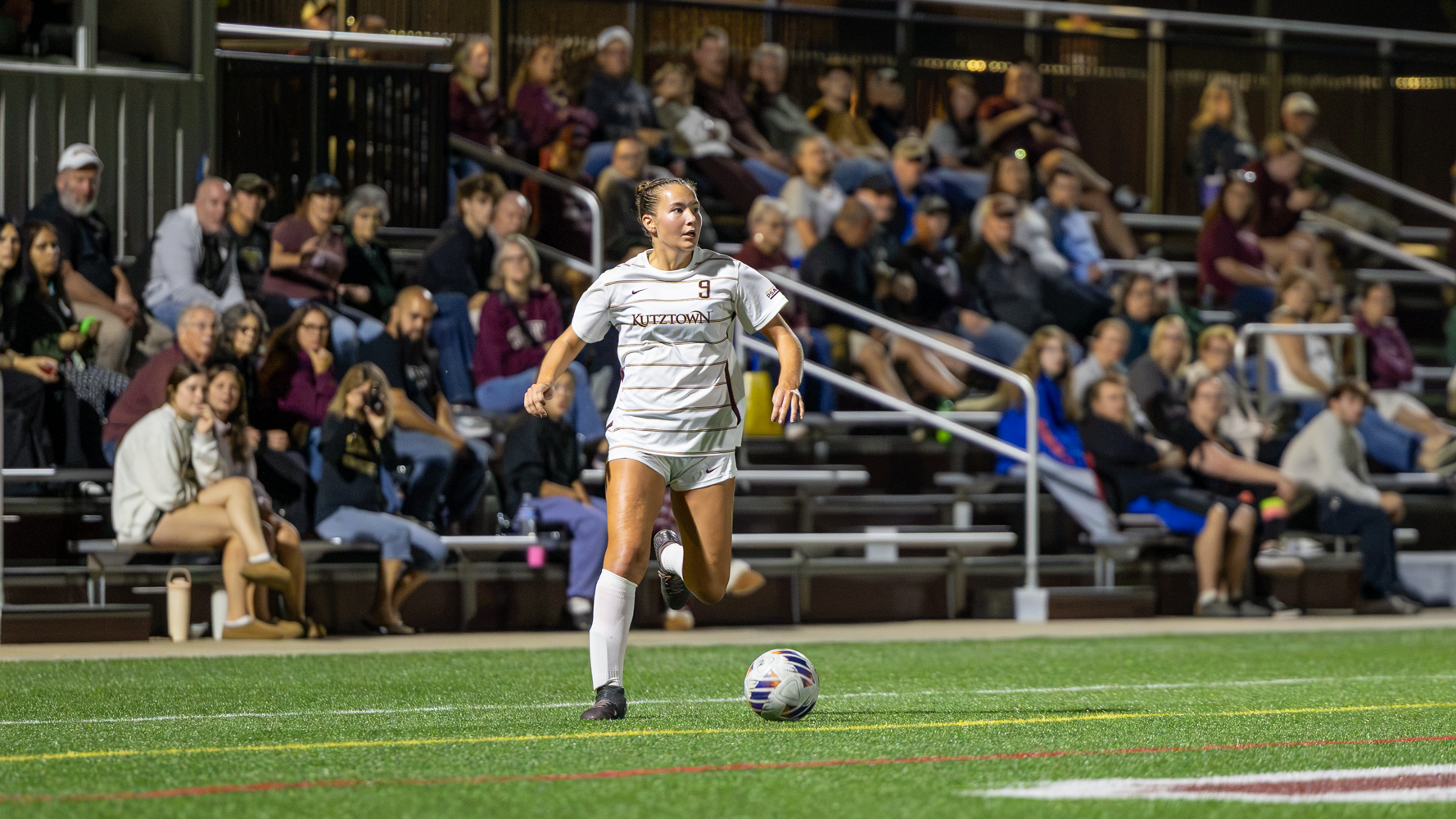 Maddi Preston of the Kutztown University women's soccer team competes against Millersville on Sept. 30, 2026.