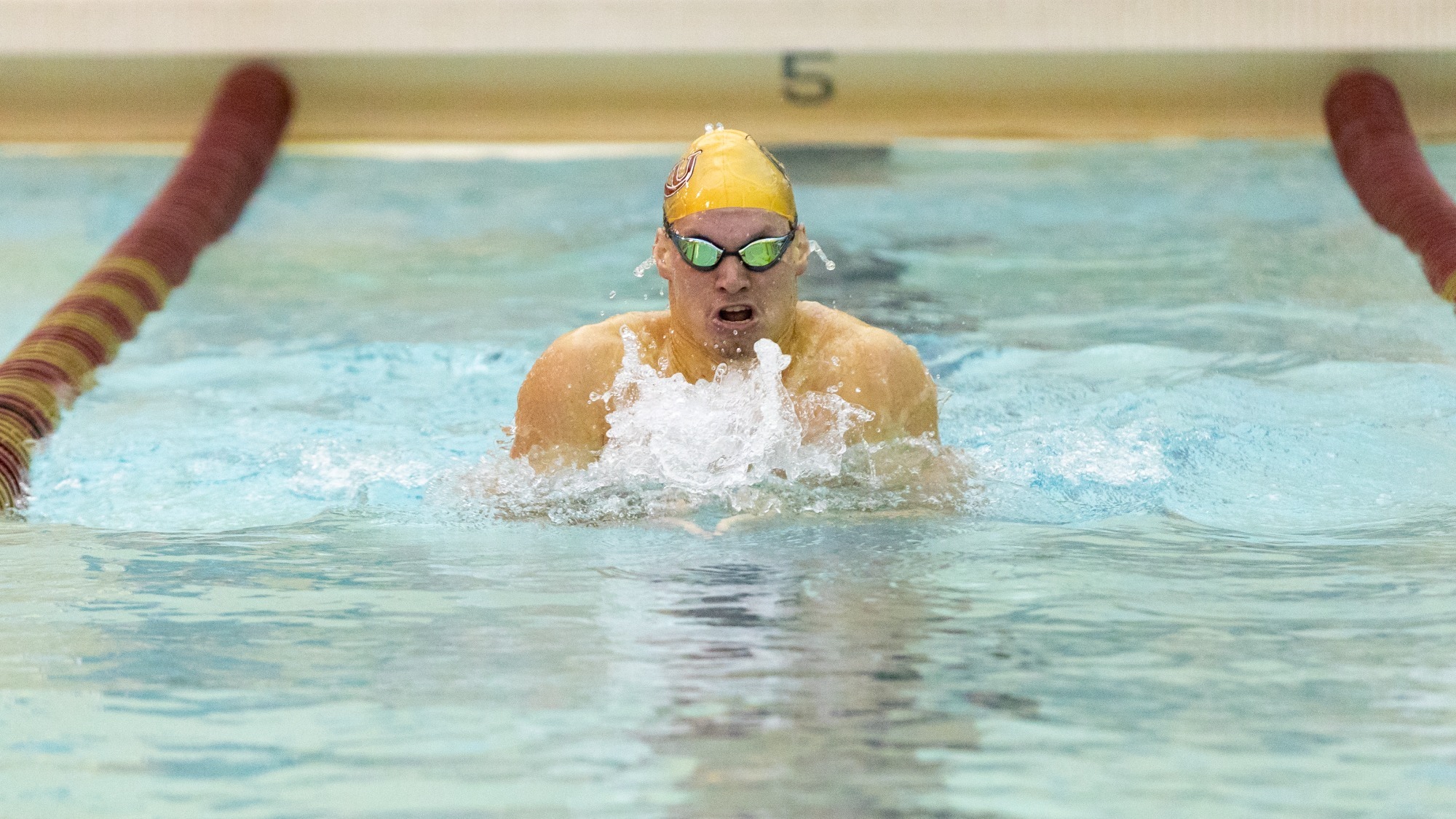 Nevin Shaw of the Kutztown University men's swim team competes in the 200 IM during a tri-meet with Bloomsburg and Edinboro on Saturday, Nov. 1, 2025.