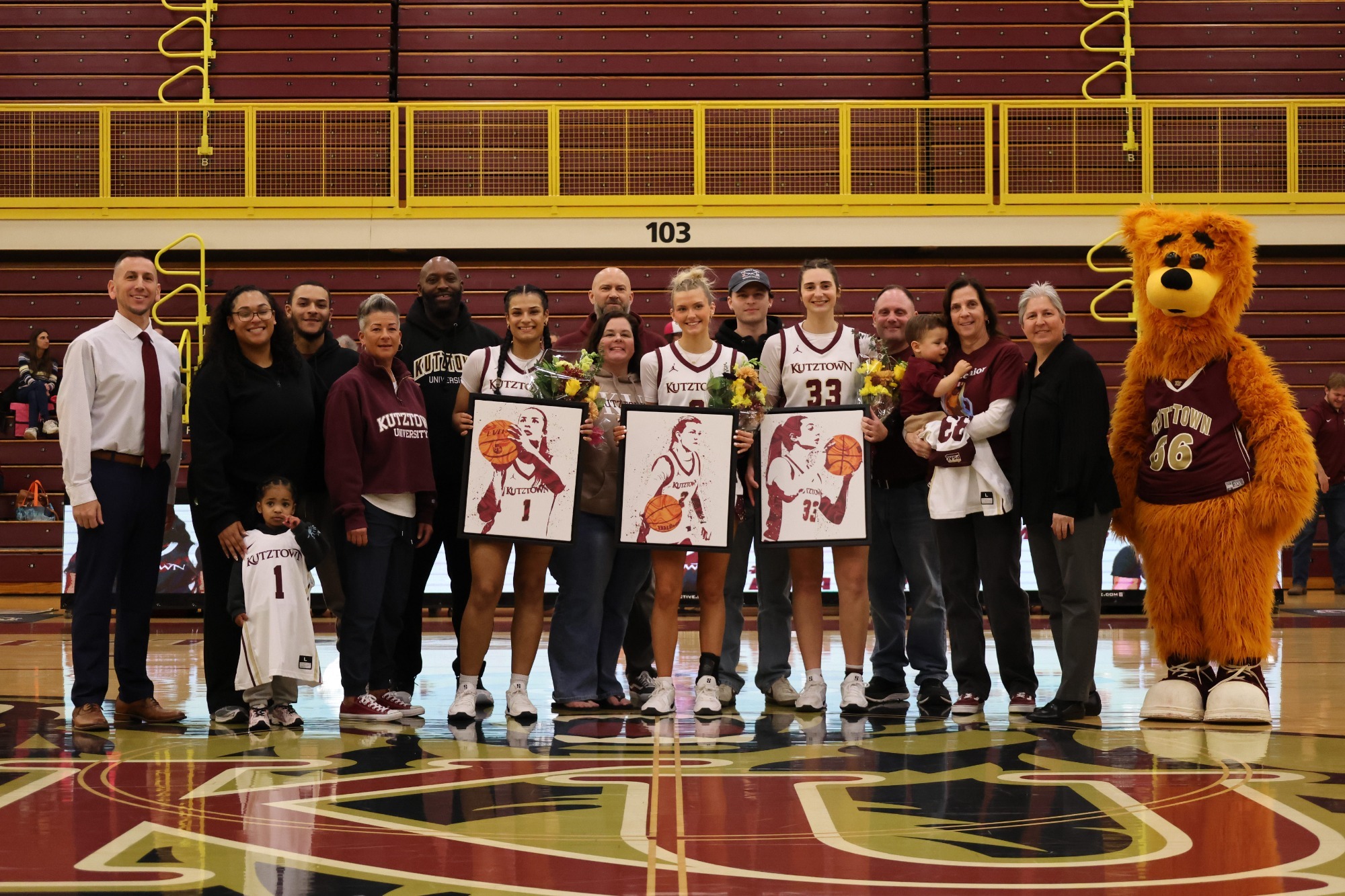 Kutztown women's basketball seniors on senior day vs. Shepherd, 2/21/26