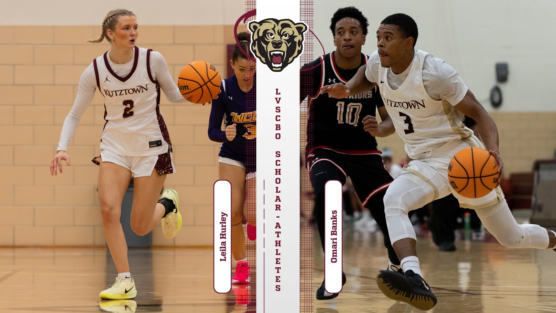 Graphic of Leila Hurley & Omari Banks earning LVSCBO Scholar-Athletes