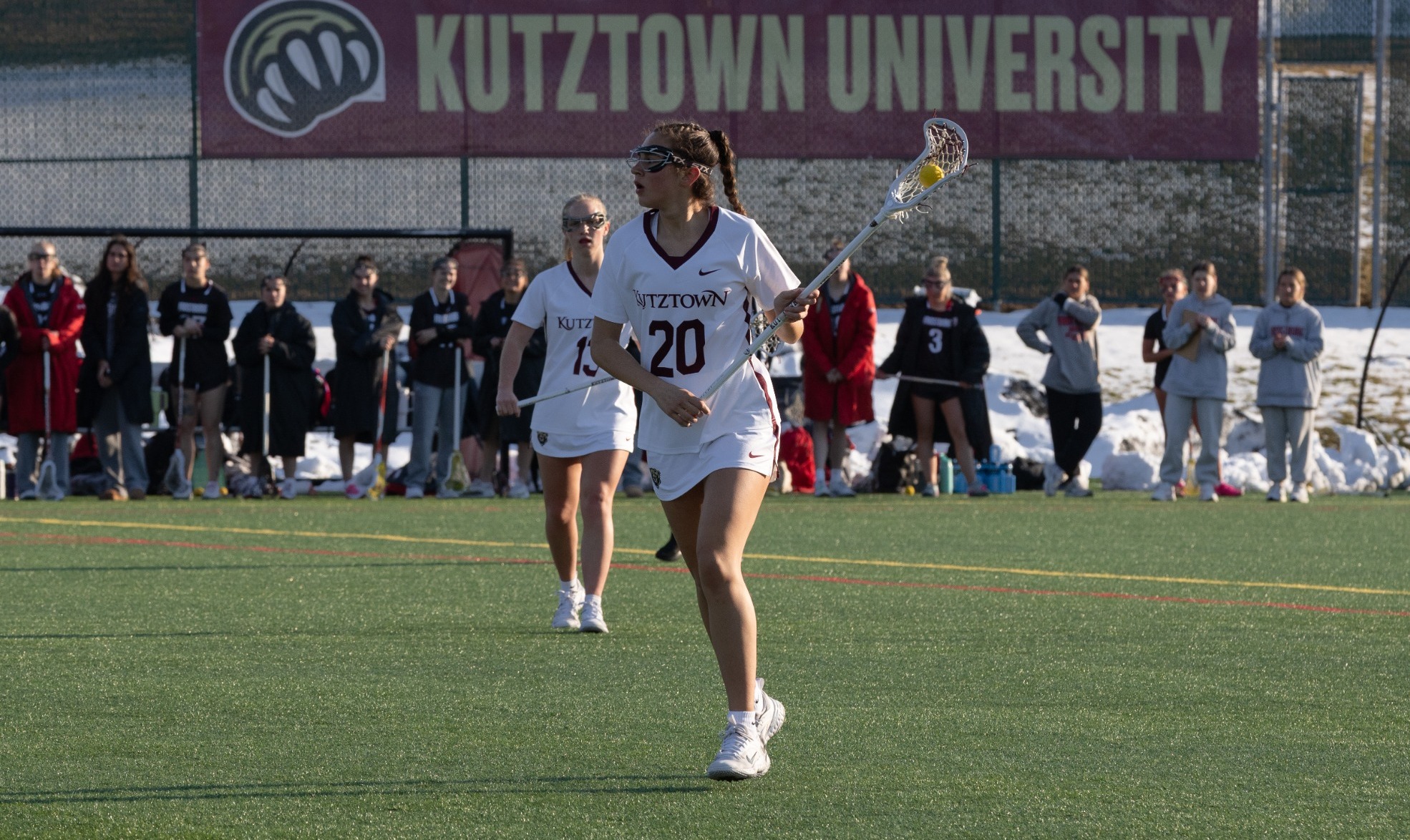 Maddie Wagner looks to pass the Ball vs. Frostburg State