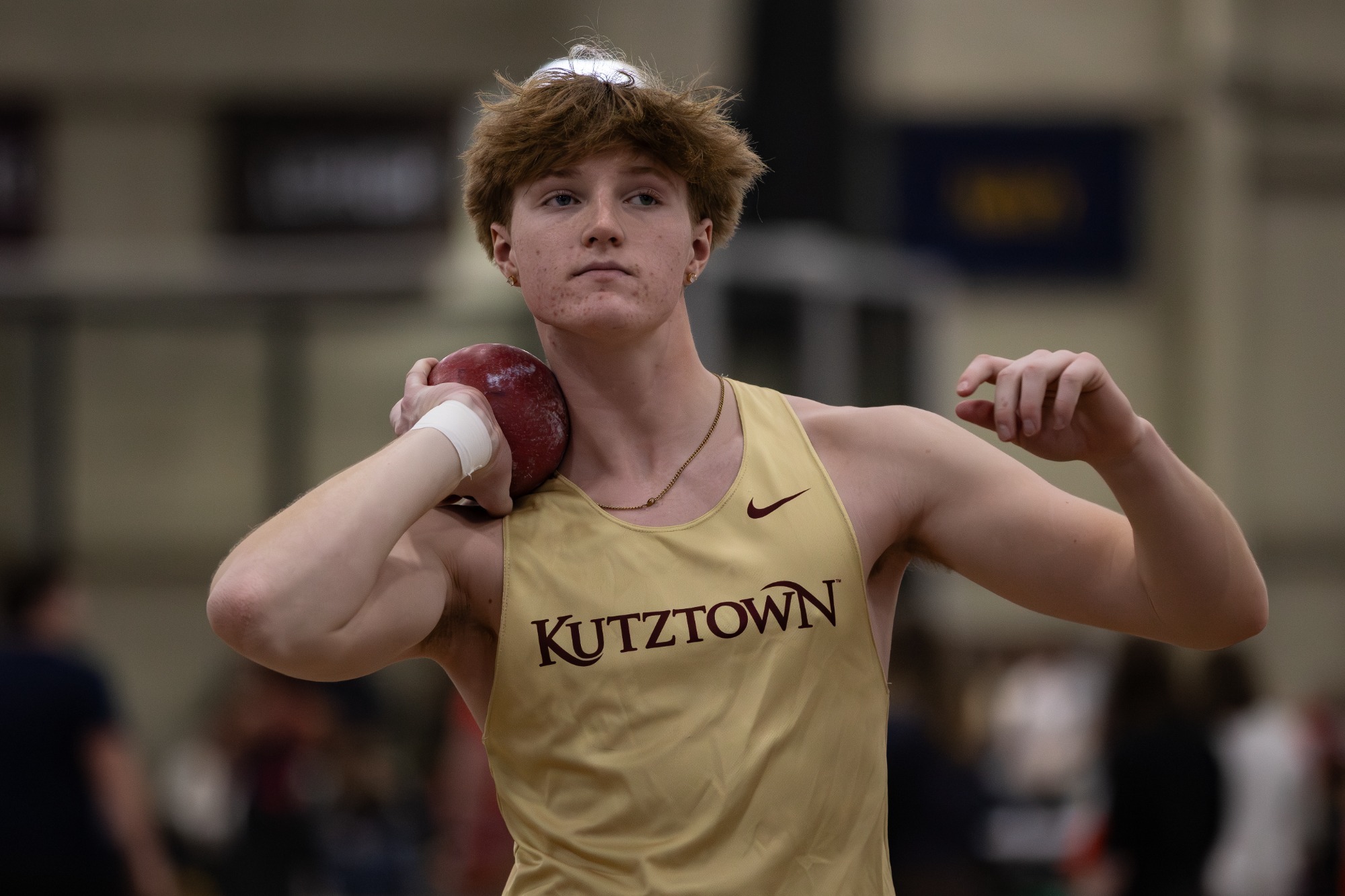 Dain Lenz throwing the shot put at PSAC Indoor Championships, 2/28/26