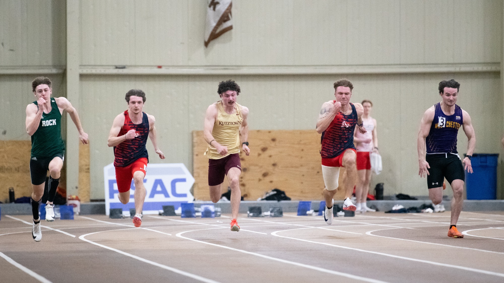 Owen Weaver sprinting at PSAC Championships, 2/28/26