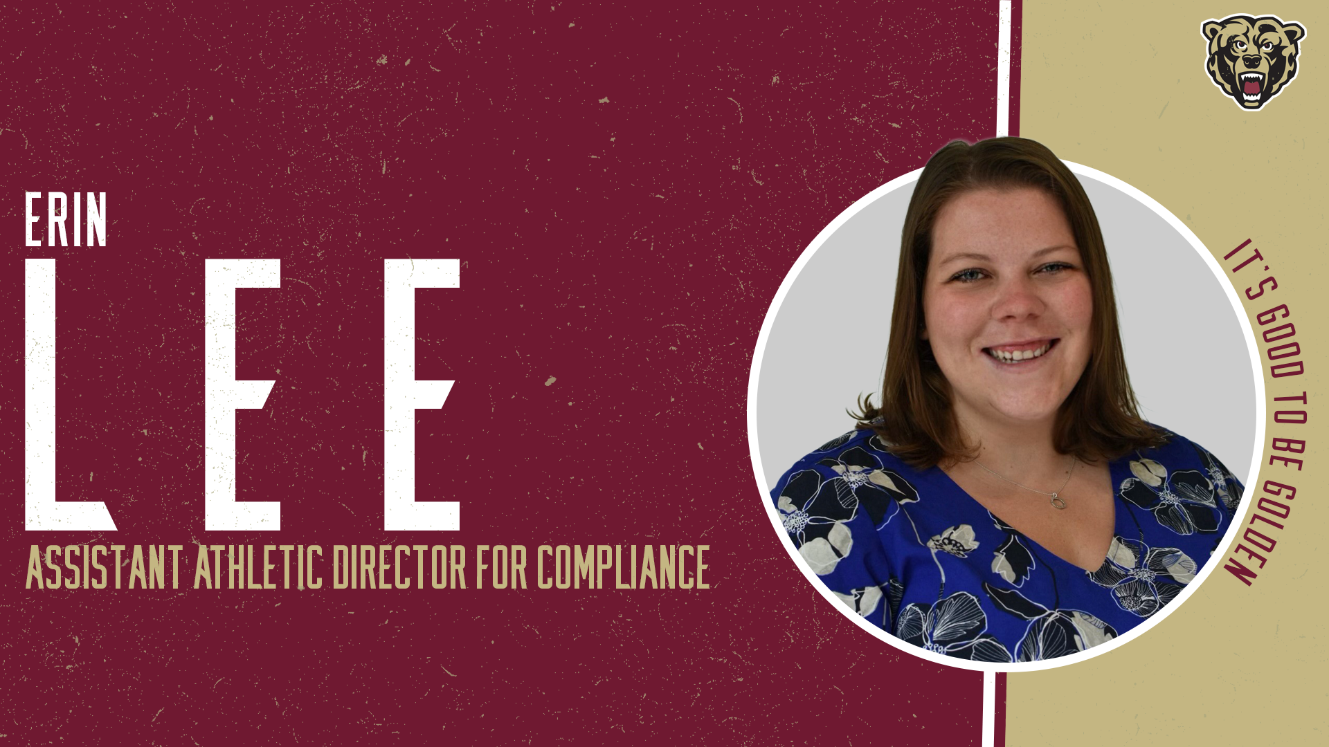 Graphic highlighting the hiring of Erin Lee as Kutztown University's assistant athletic director for compliance.