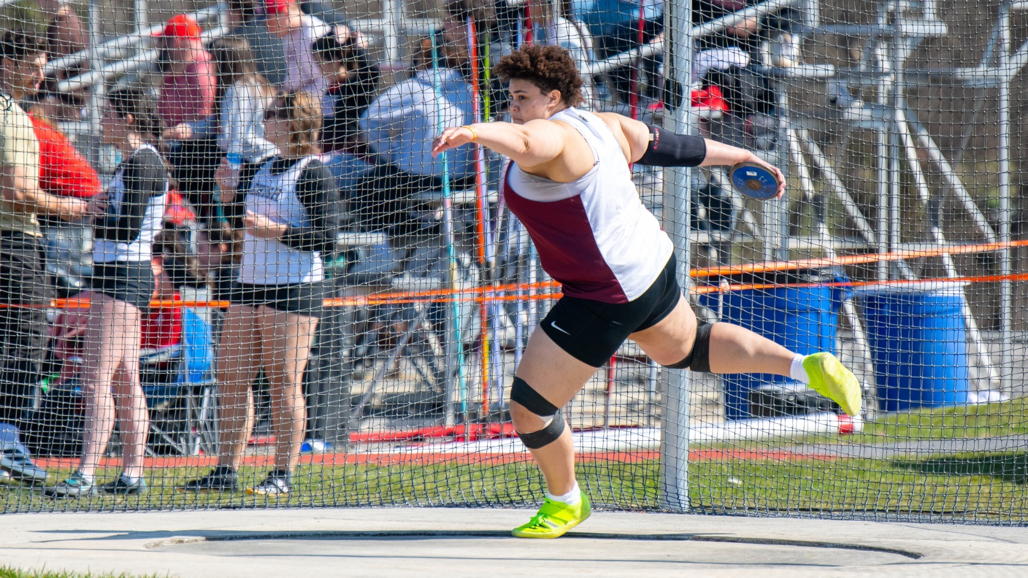 Maria Clark of the Kutztown University women's track & field team throws the discus during the Keystone Challenge at Shippensburg University on Saturday, March 21, 2026.