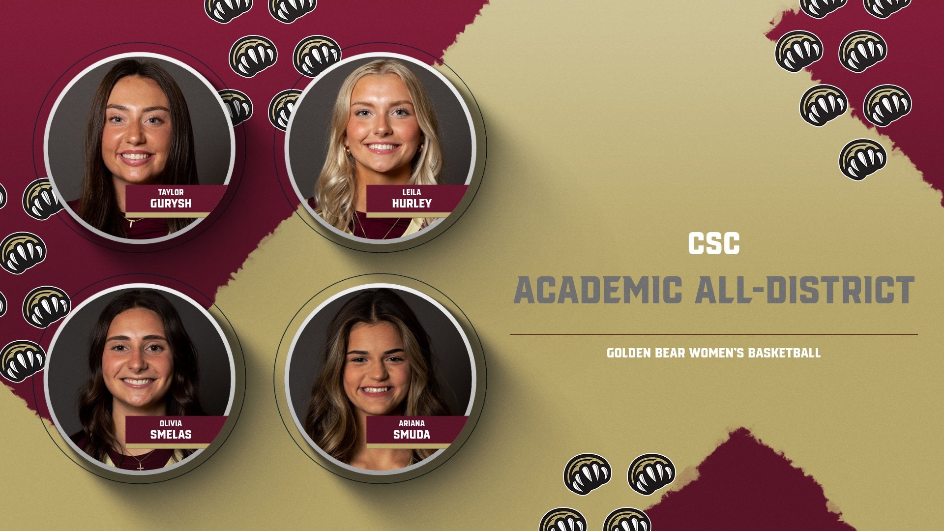 2025-26 Women's Basketball CSC Academic All-District graphic