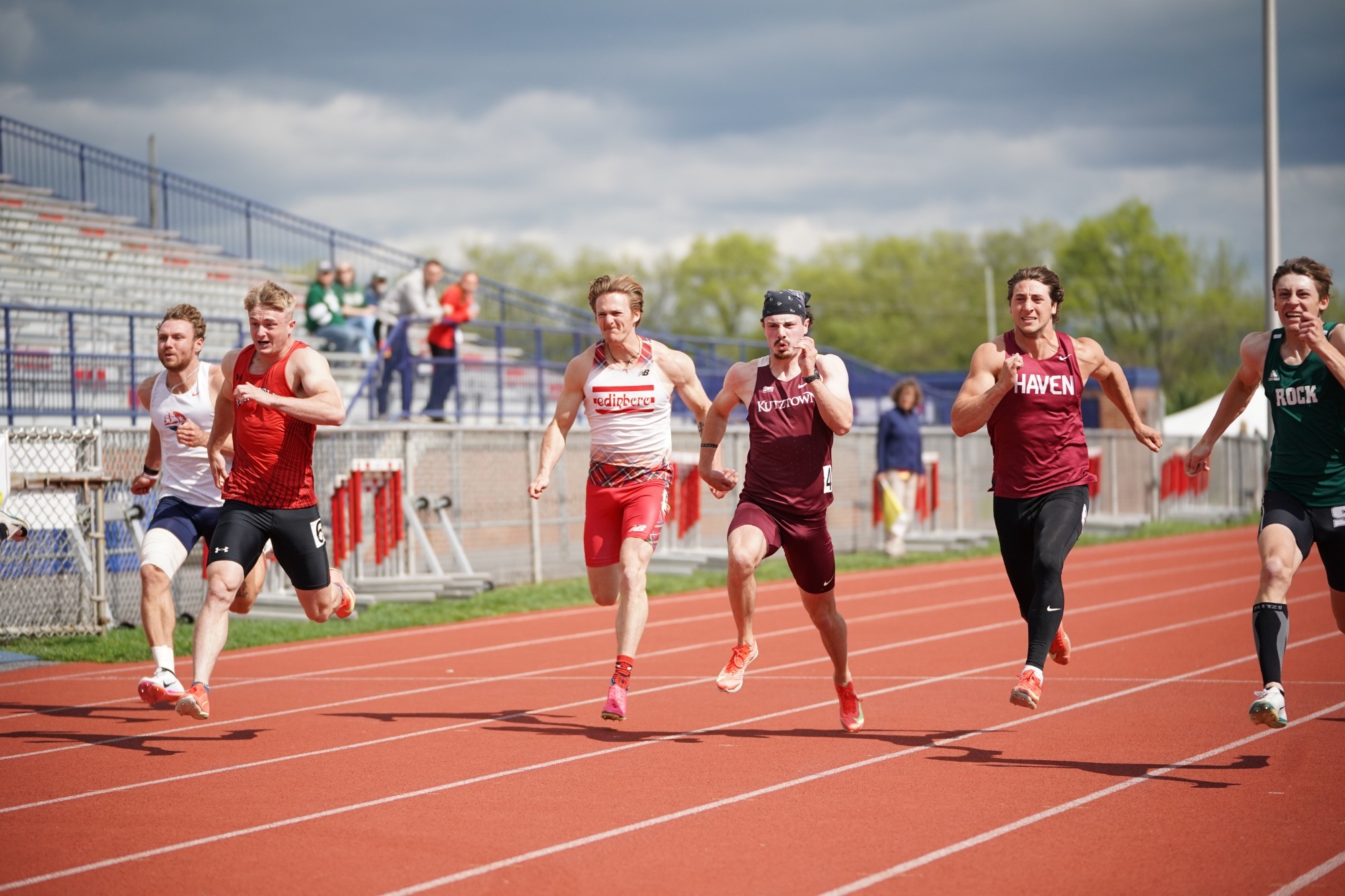 Owen Weaver running the 100m in the decathlon at PSAC Outdoor Championships, 4/30/26