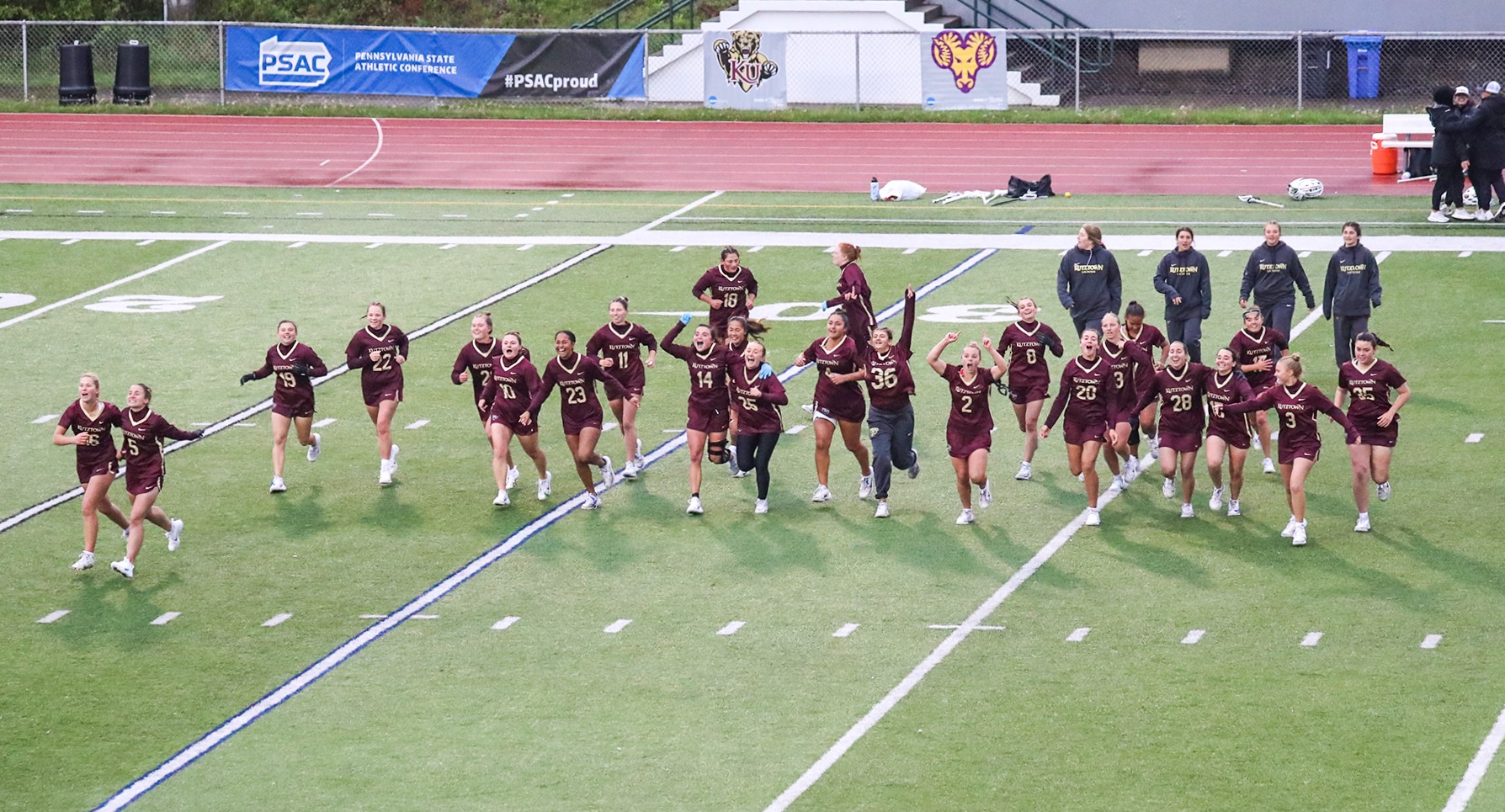 Kutztown Women's Lacrosse Team Celebrates PSAC Semifinal win over ESU