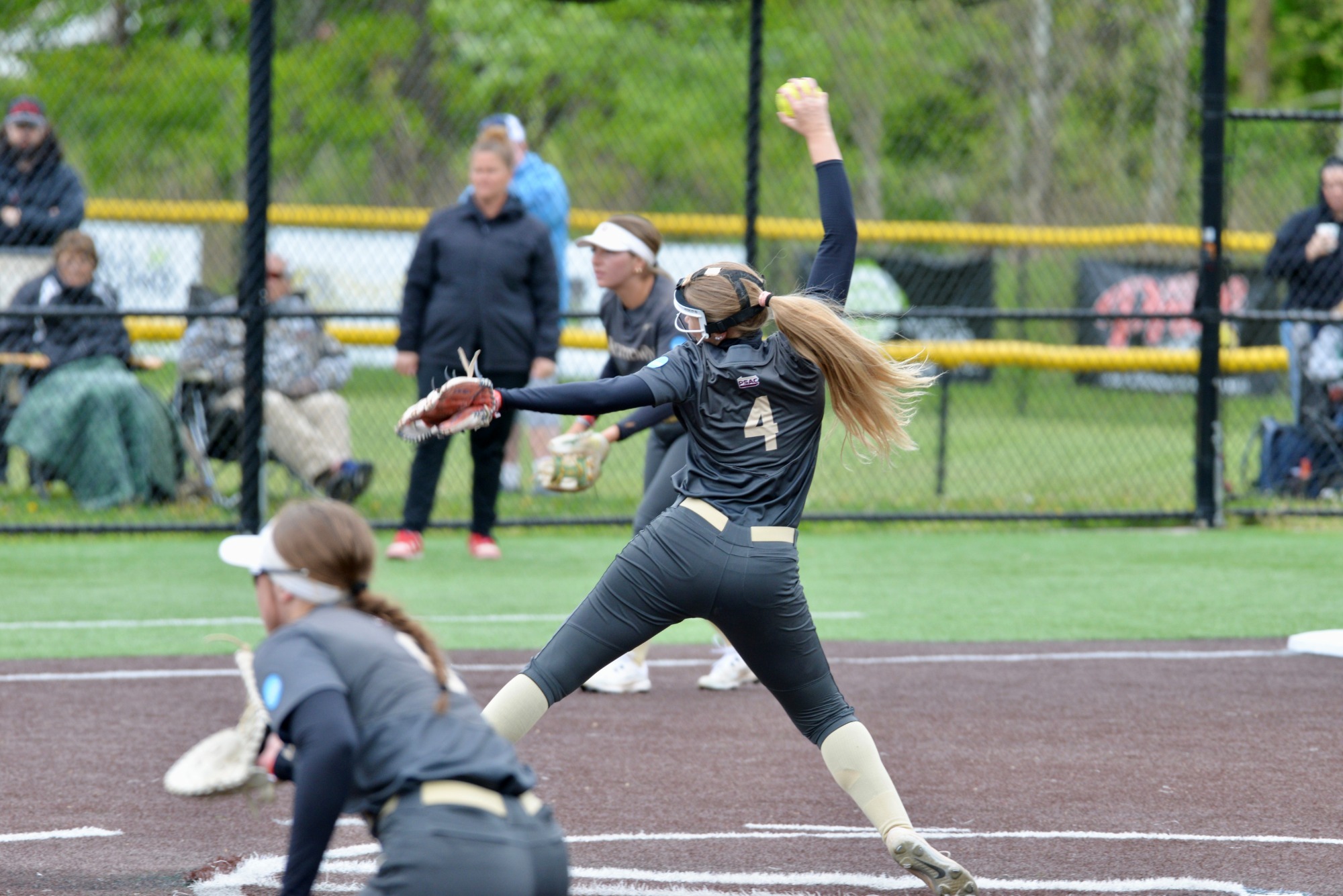Amanda Slabicki throwing a pitch vs. East Stroudsburg at NCAA Atlantic Regionals, 5/15/26