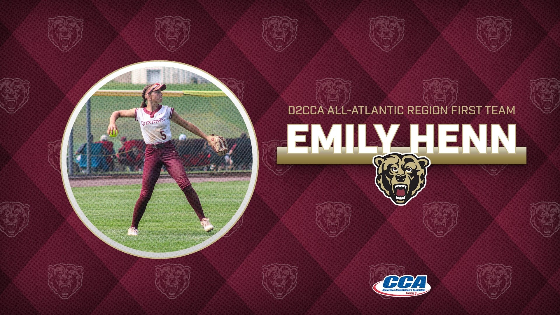 Graphic of Emily Henn being voted to the 2026 D2CCA All-Atlantic Region First Team